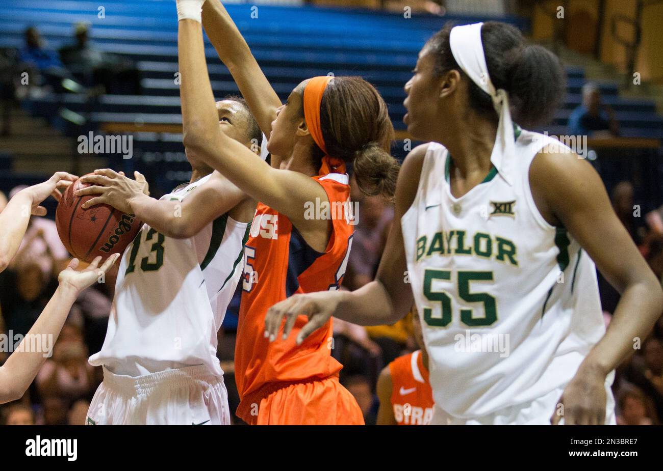 Baylor forward Nina Davis (13) fights for the ball with Syracuse ...