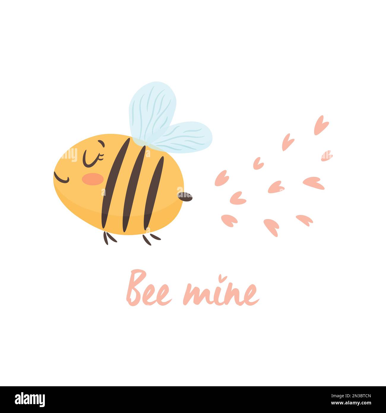 Bee mine. Cute little bee in love. Valentine's day card concept. Vector ...