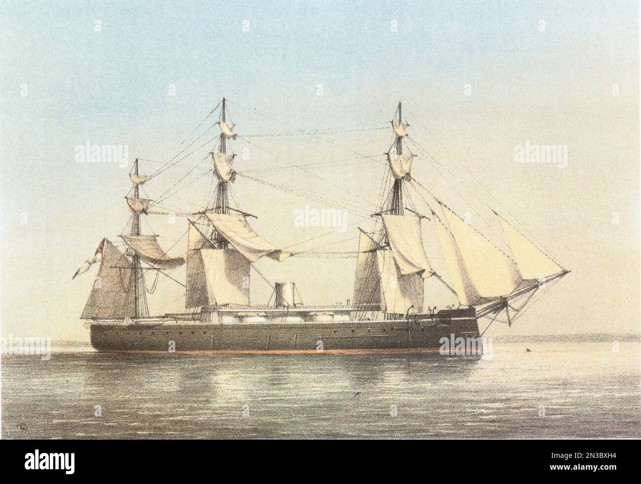 HMS Monarch, HMS Monarch, British warship. By William Frederick Mitchell Stock Photo