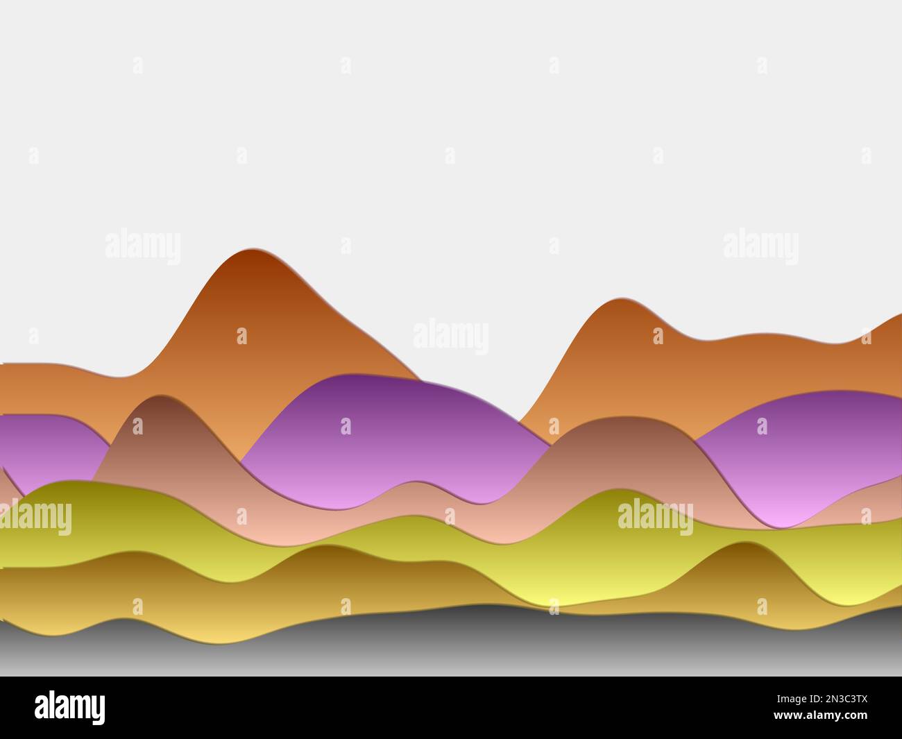 Abstract mountains background. Curved layers in colorful colors
