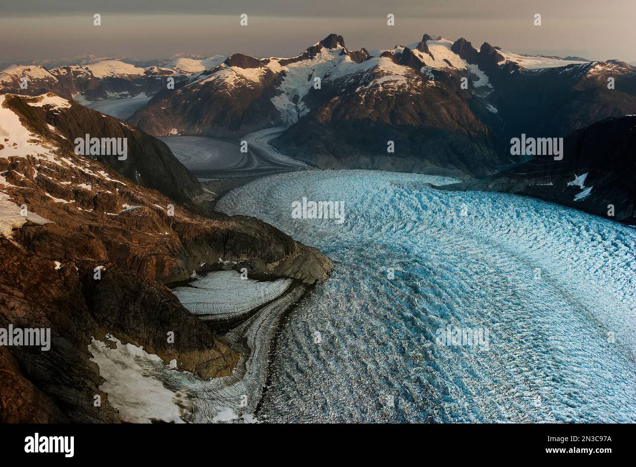 LeConte Glacier in the Stikine Icefield is one of the few remnants of the once-vast ice sheets that covered much of North America during the Pleist... Stock Photo