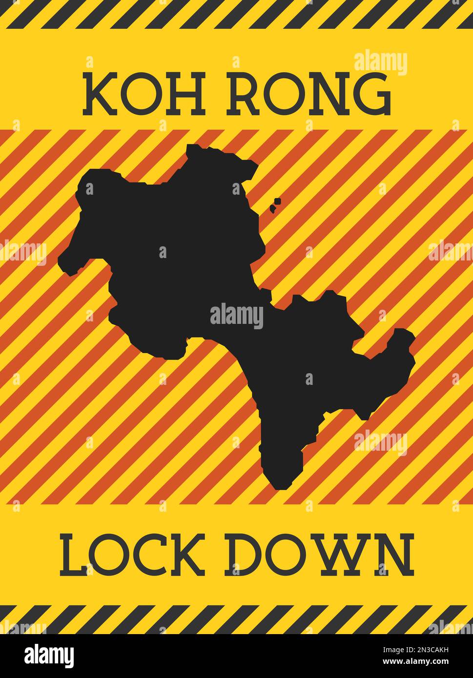 Koh Rong Lockdown Sign. Yellow island pandemic danger icon. Vector ...