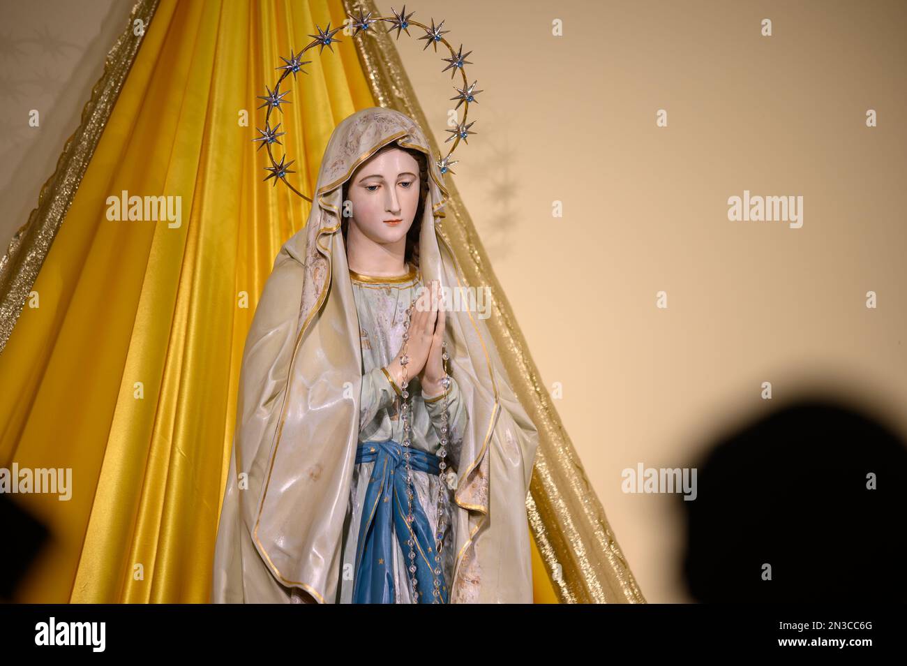 Statue of the Virgin Mary, the Queen of Peace, in the St James church