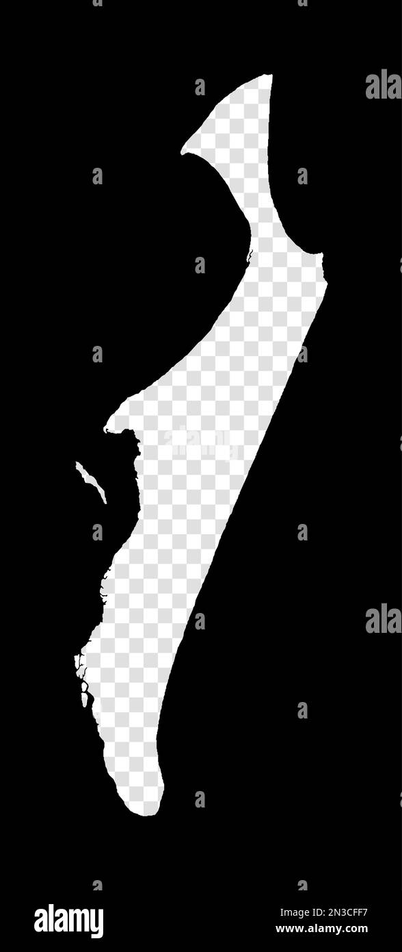Stencil map of Fraser Island. Simple and minimal transparent map of Fraser Island. Black rectangle with cut shape of the area. Stylish vector illustra Stock Vector
