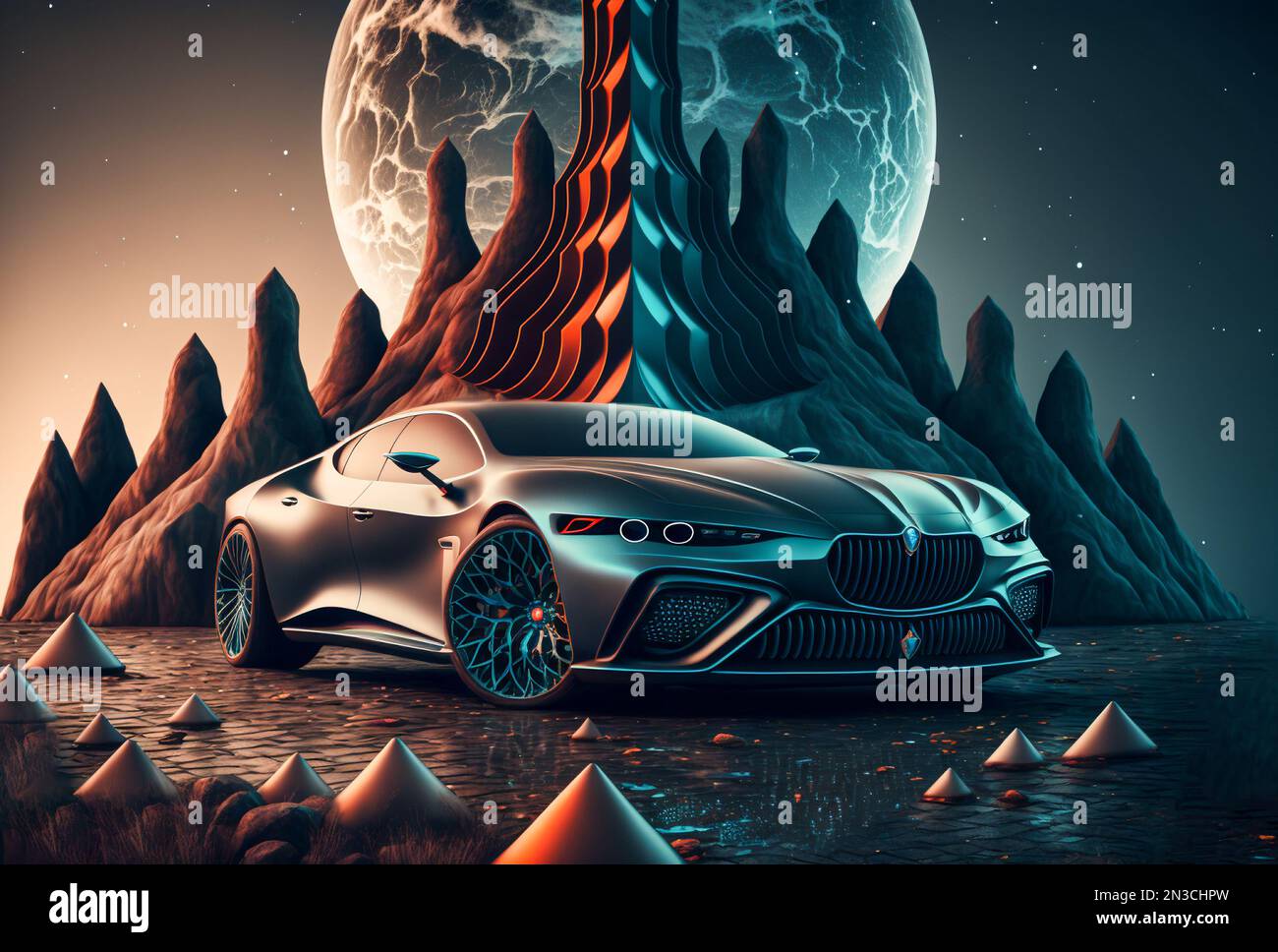 High performance sports car in a surreal environment Stock Photo Alamy