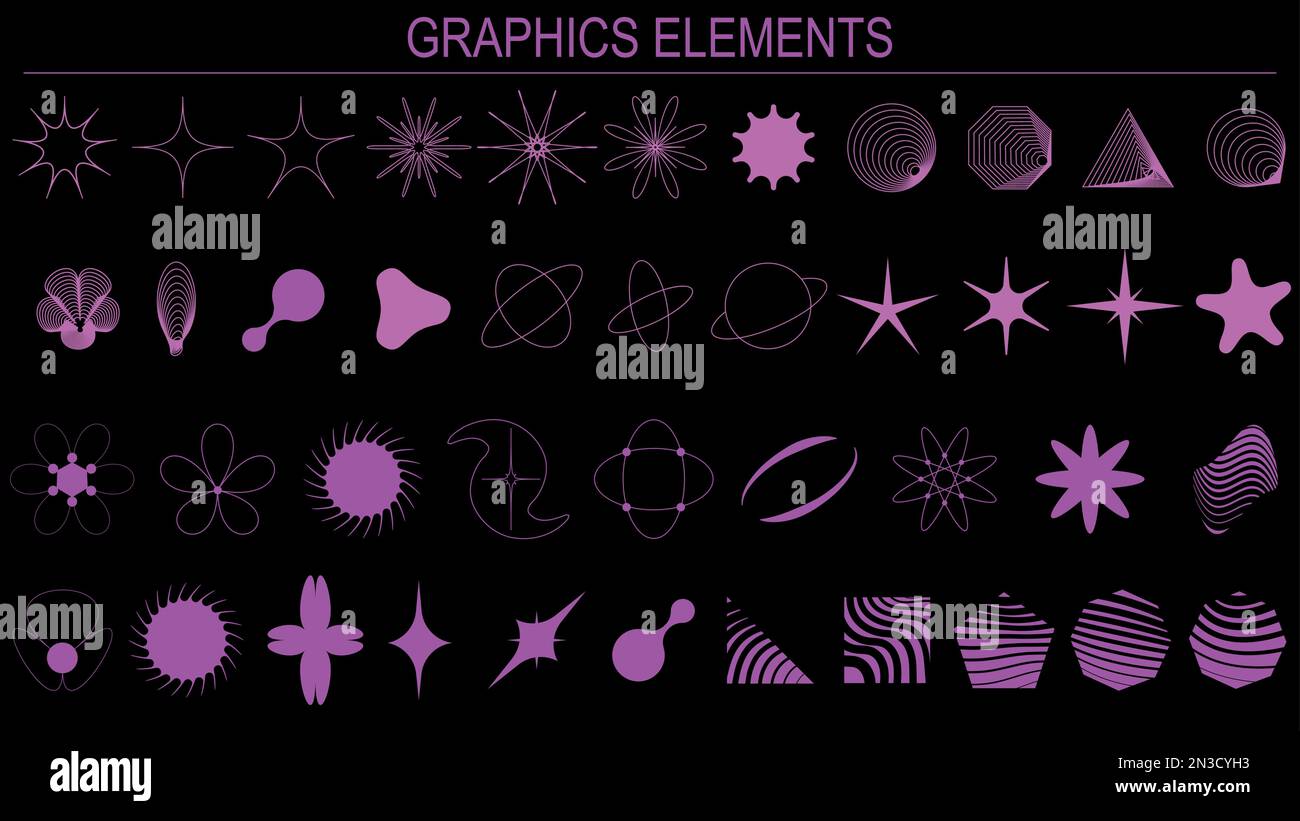 Big set of abstract geometric elements. Vector illustration Stock ...