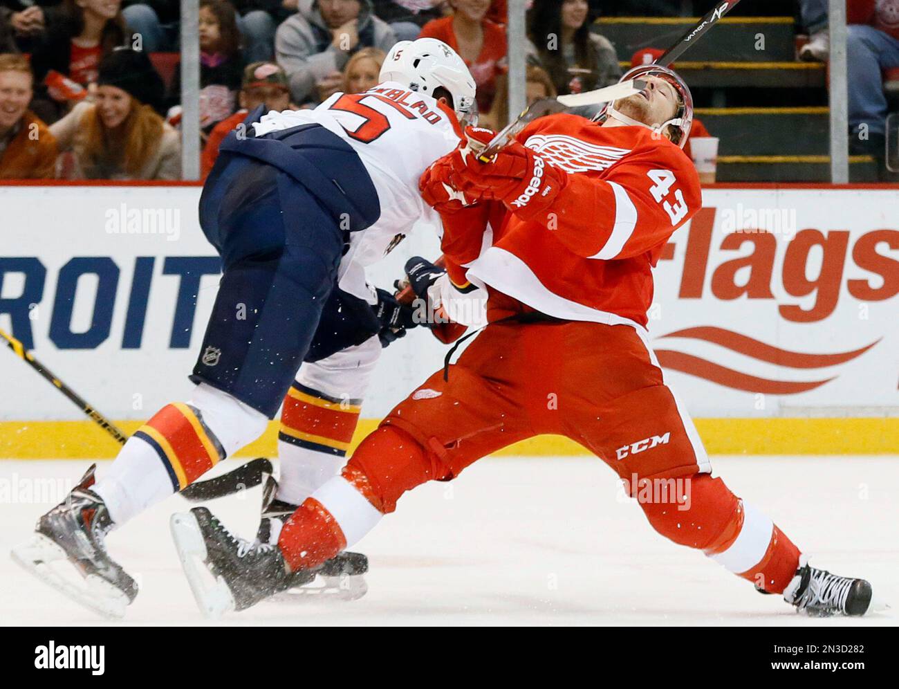 Florida Panthers Defenseman Aaron Ekblad (5) Hits Detroit Red Wings ...