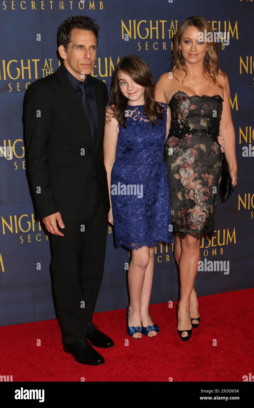 Ben Stiller, Ella Olivia Stiller and Christine Taylor attend the