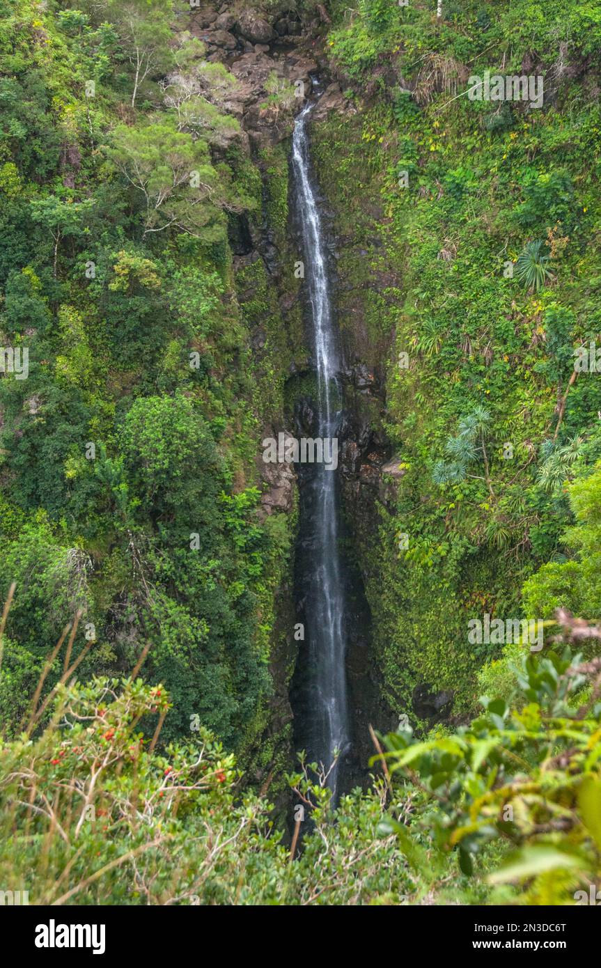Waterfall along the Hana Road, a route that goes around Haleakala
