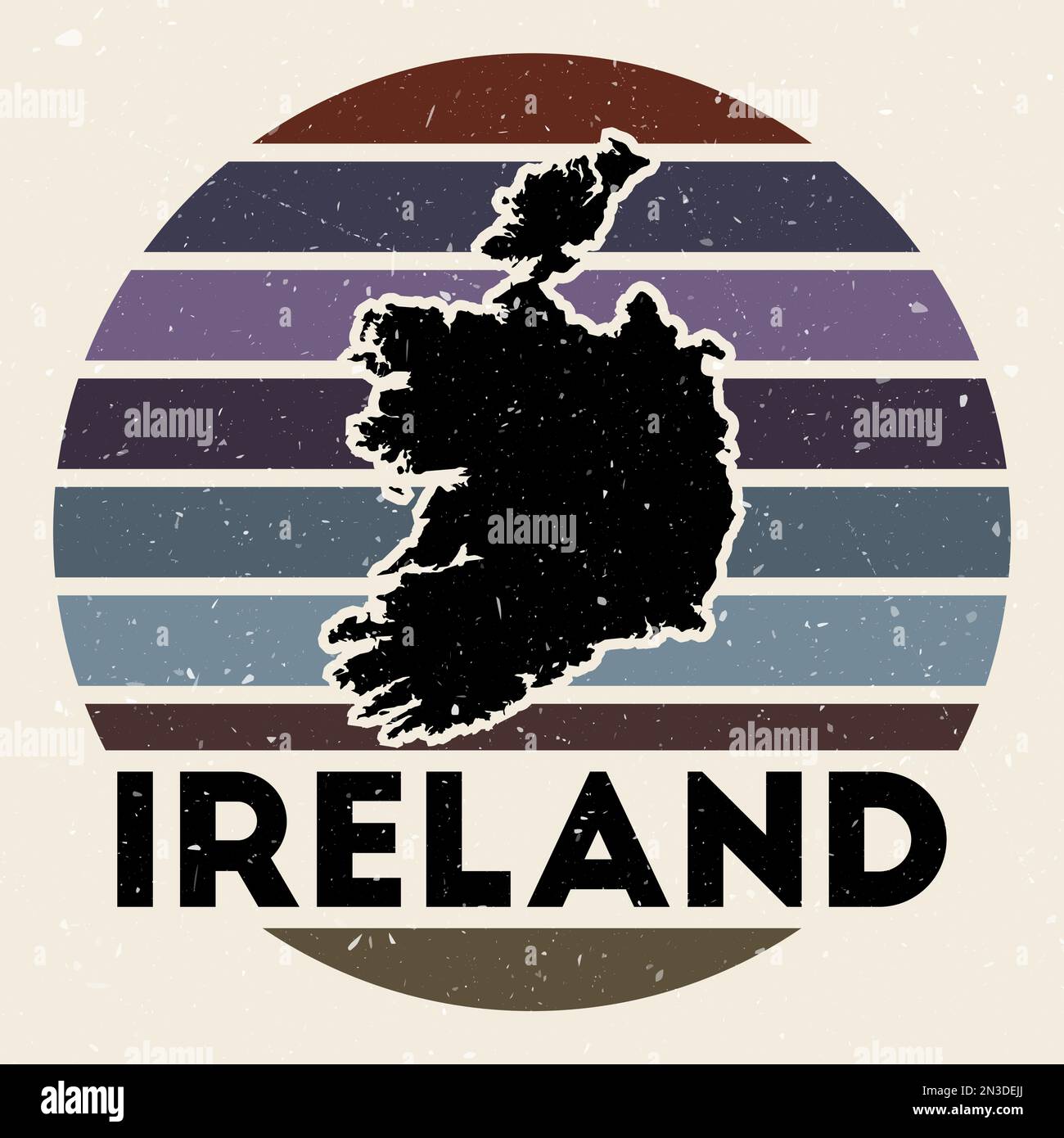 Ireland logo. Sign with the map of country and colored stripes, vector
