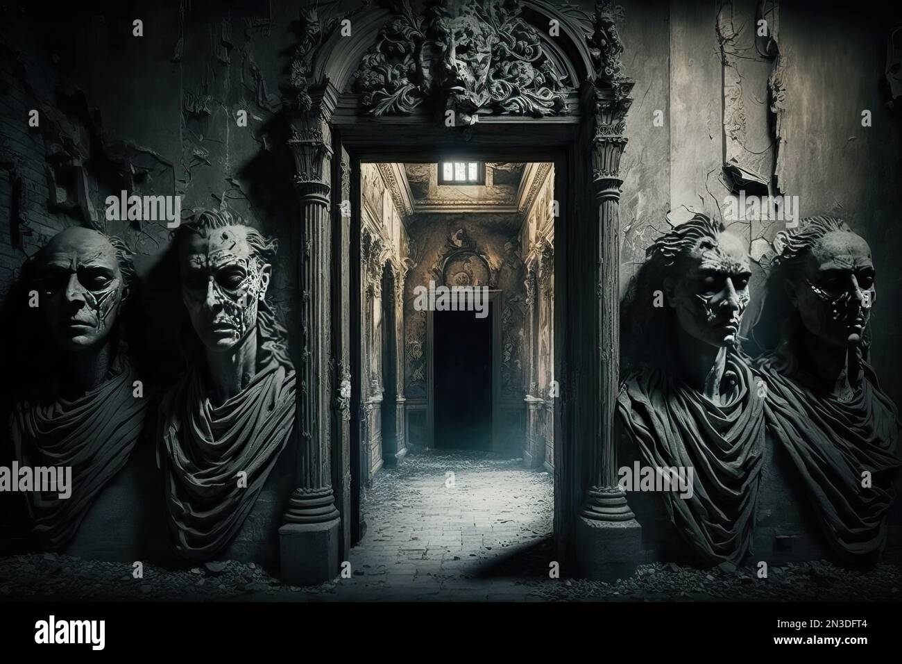 The Haunted Hall of Statues Stock Photo Alamy