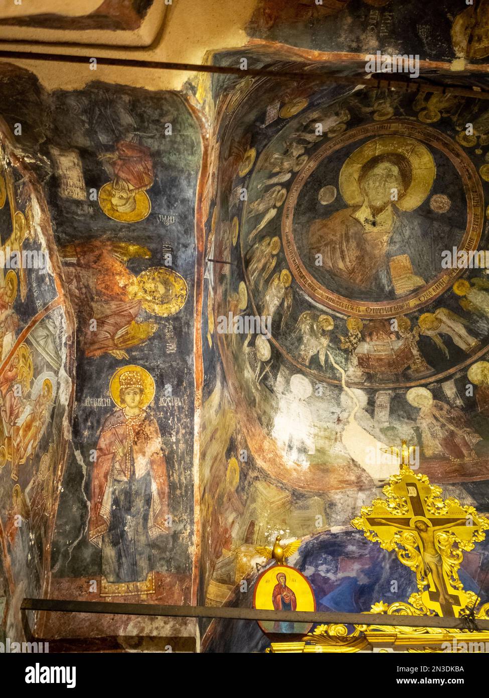 Ceilling frescos of the Church of St George in Podgorica Stock Photo