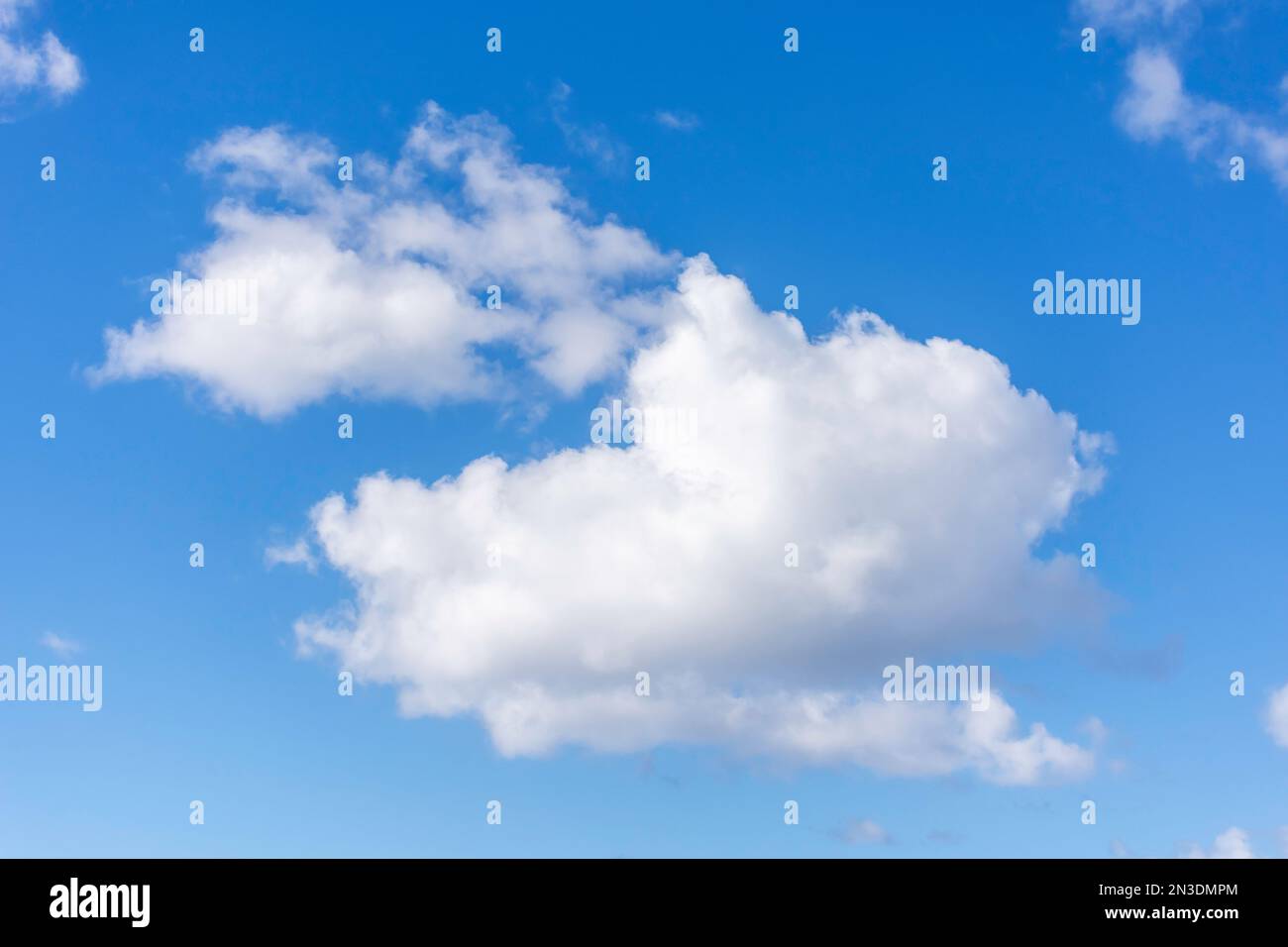 White cumulus clouds against blue sky, Carlisle Bay, Bridgetown, St Michael Parish, Barbados, Lesser Antilles, Caribbean Stock Photo