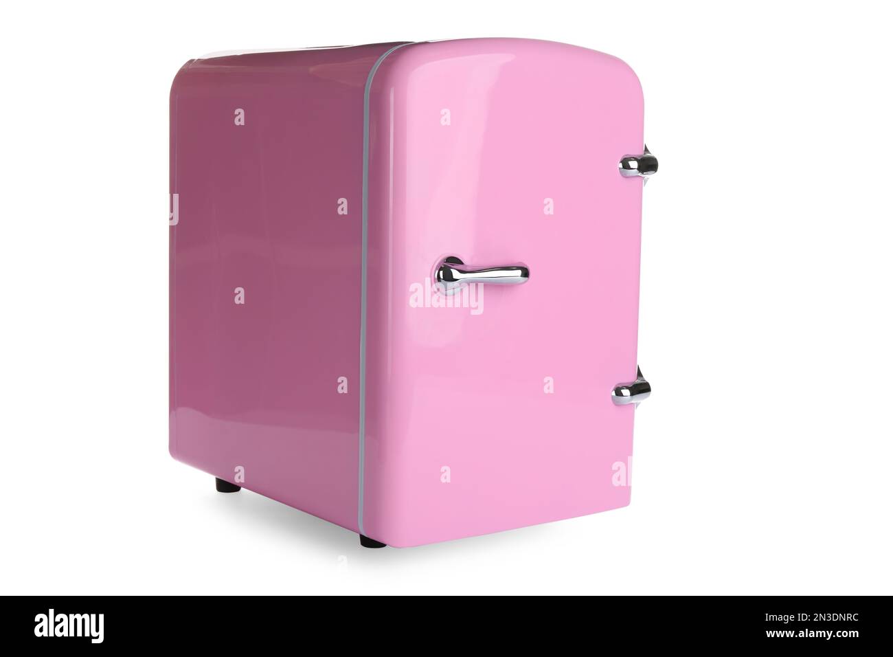 Mini refrigerator for cosmetics isolated on white Stock Photo