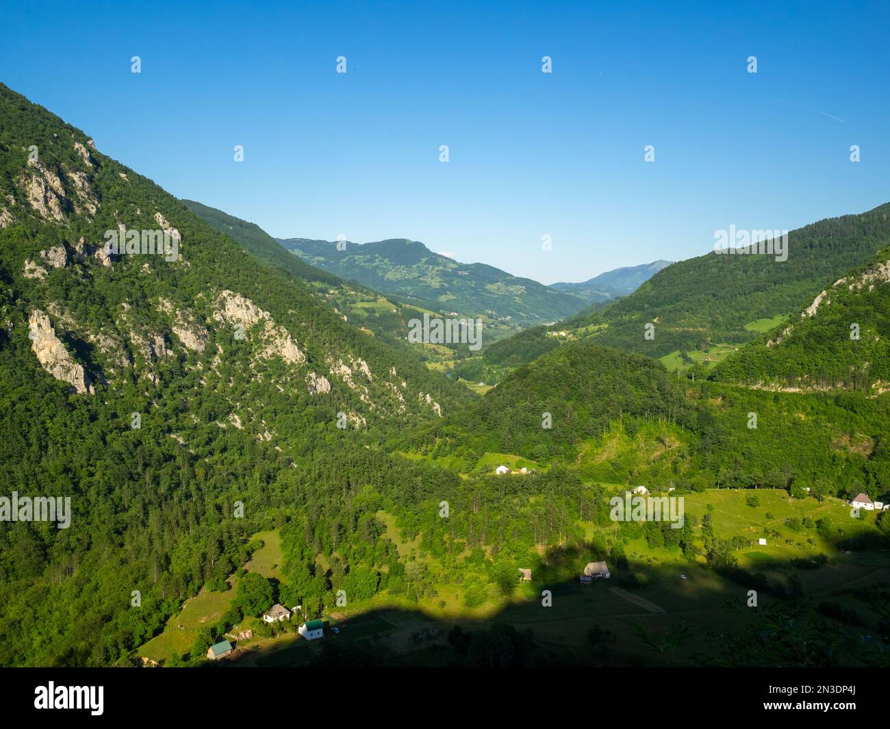 Tara River valley around Premćanski, Montenegro Stock Photo