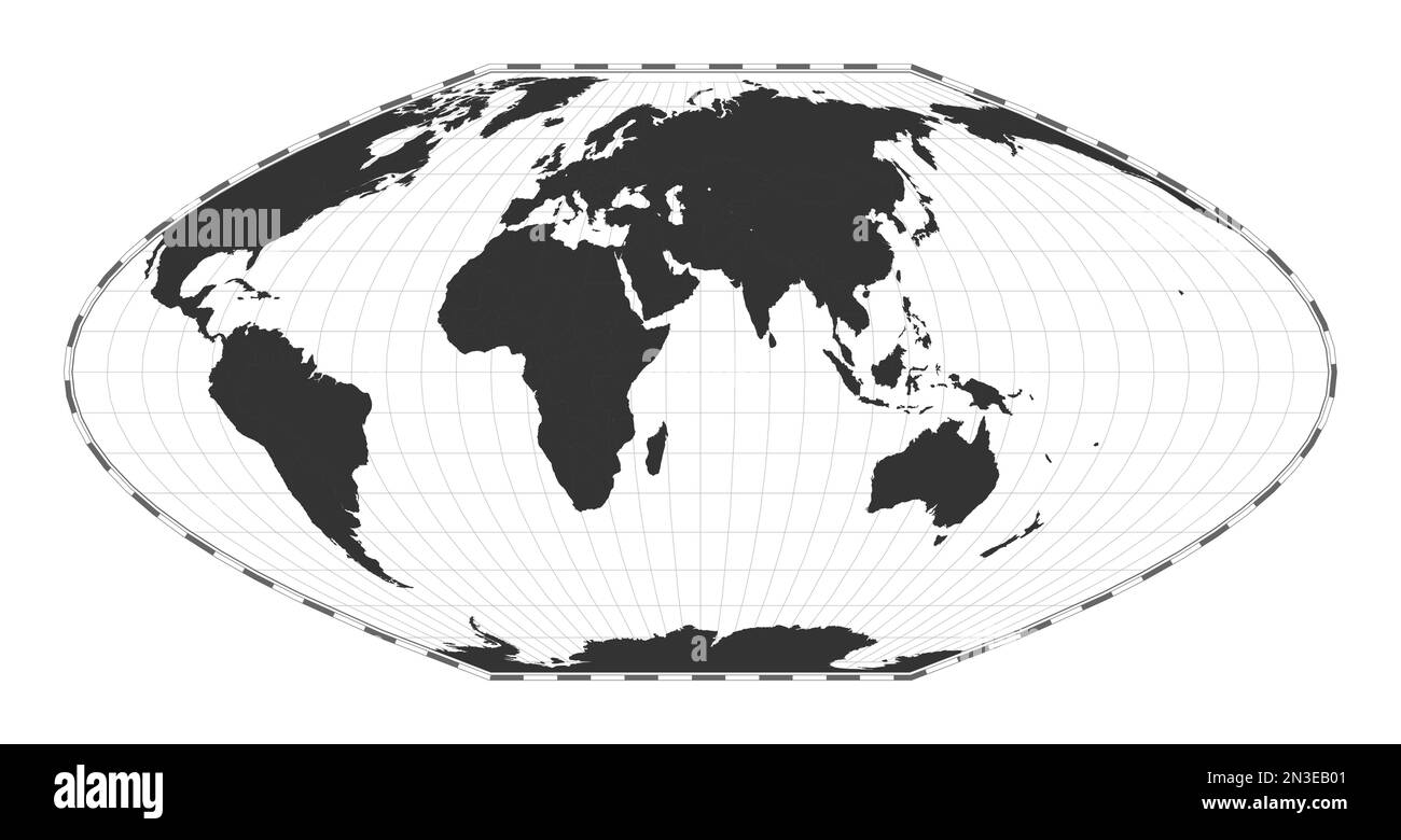 Vector world map. McBryde-Thomas flat-polar parabolic pseudocylindrical ...