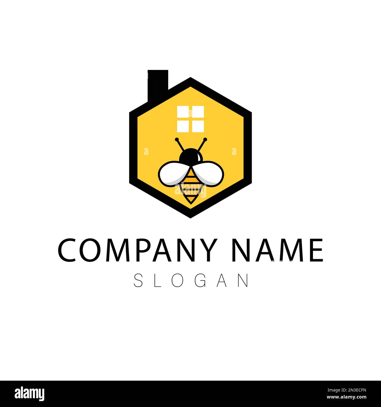 Bee and house logo design. Honey bee logo and emblem vector. Elegant