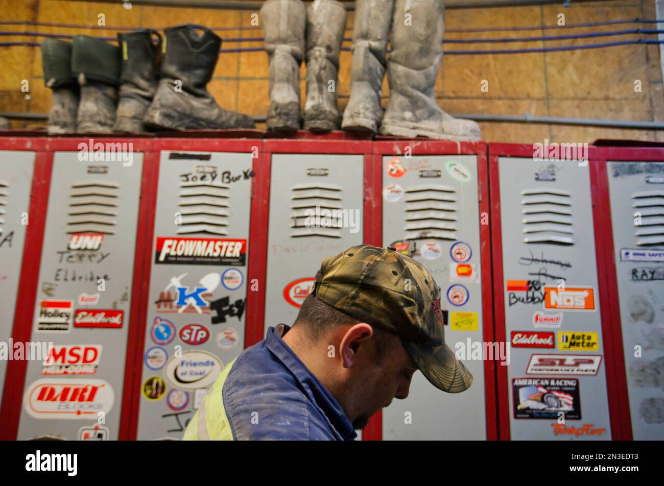 In this Oct. 15, 2014 photo, coal miner David Turner, 35, walks out of ...