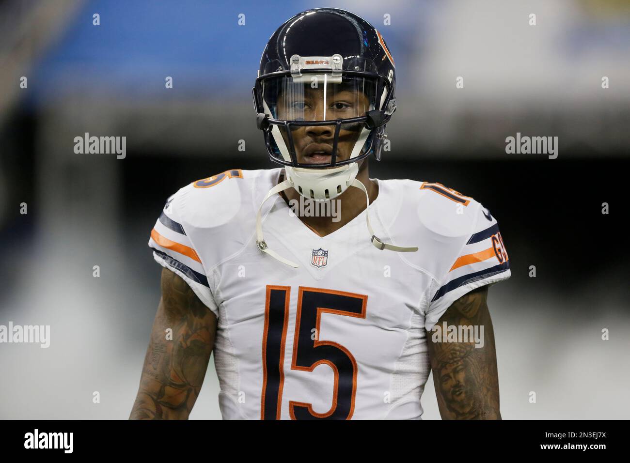 Chicago Bears wide receiver Brandon Marshall (15) before an NFL football  game against the Detroit Lions in Detroit, Thursday, Nov. 27, 2014. (AP  Photo/Duane Burleson Stock Photo - Alamy