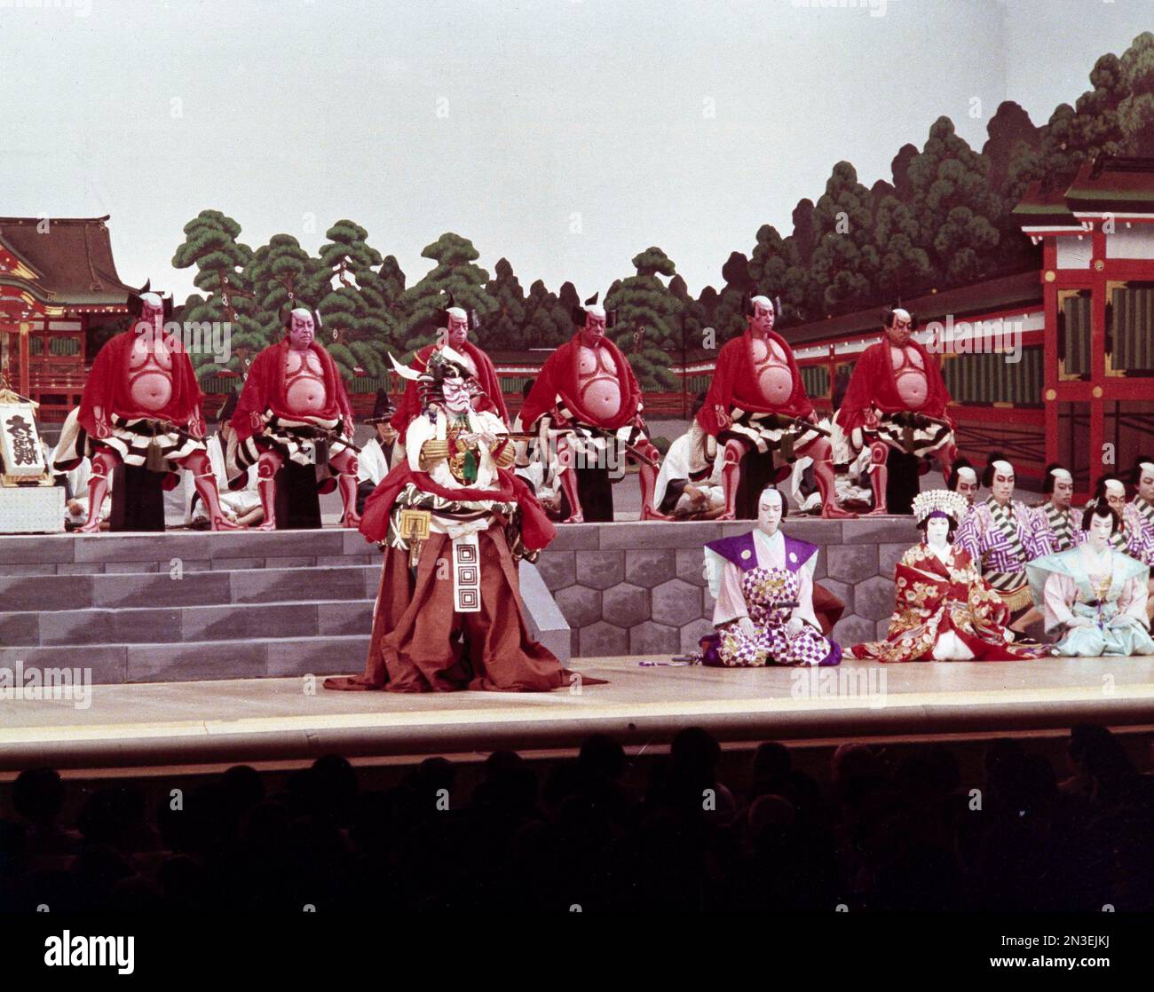 Dressed for the role of Kagemasa in the Japanese Kabuki play "Shibaraku