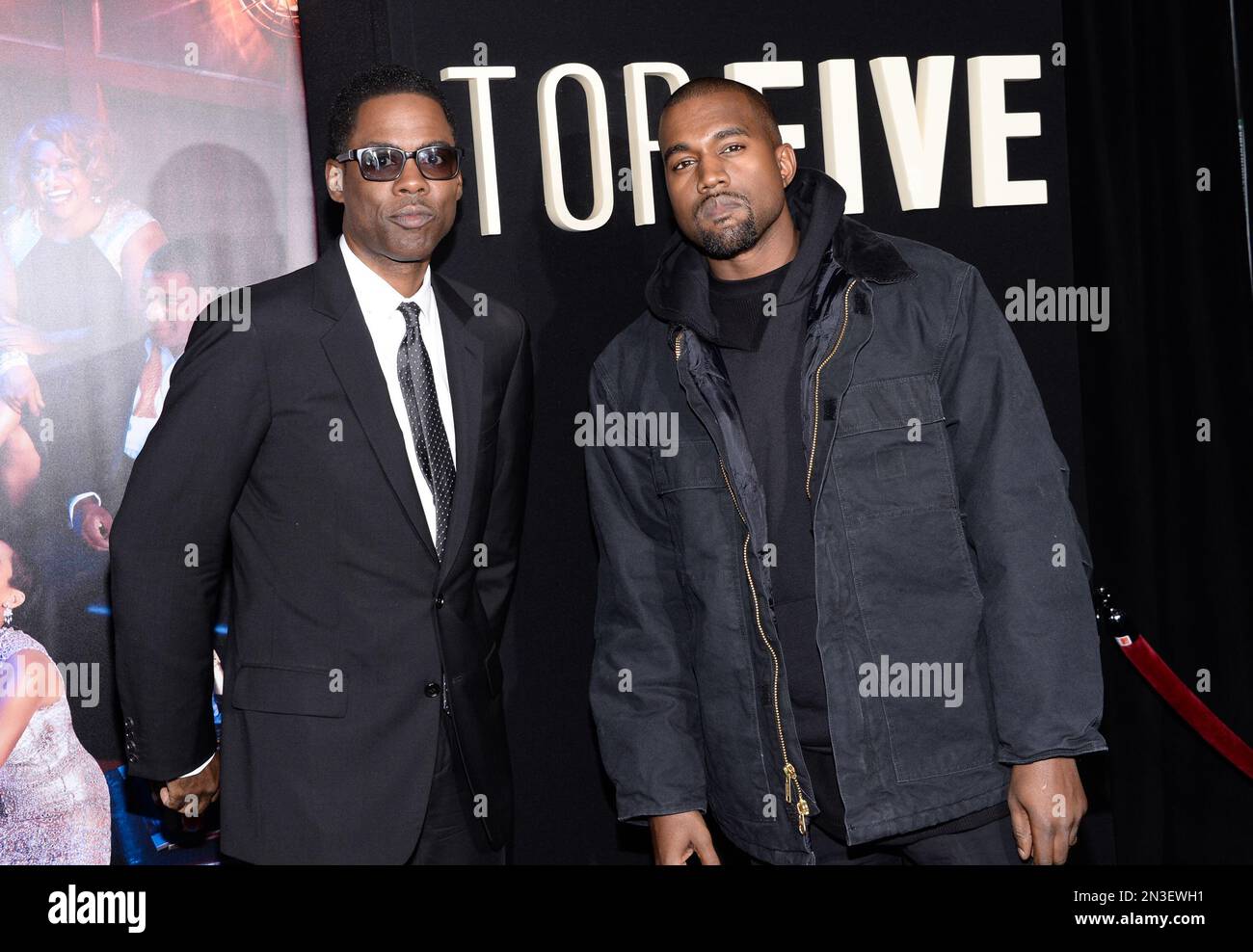 Actor/director Chris Rock, left, and co-producer Kanye West attend the ...