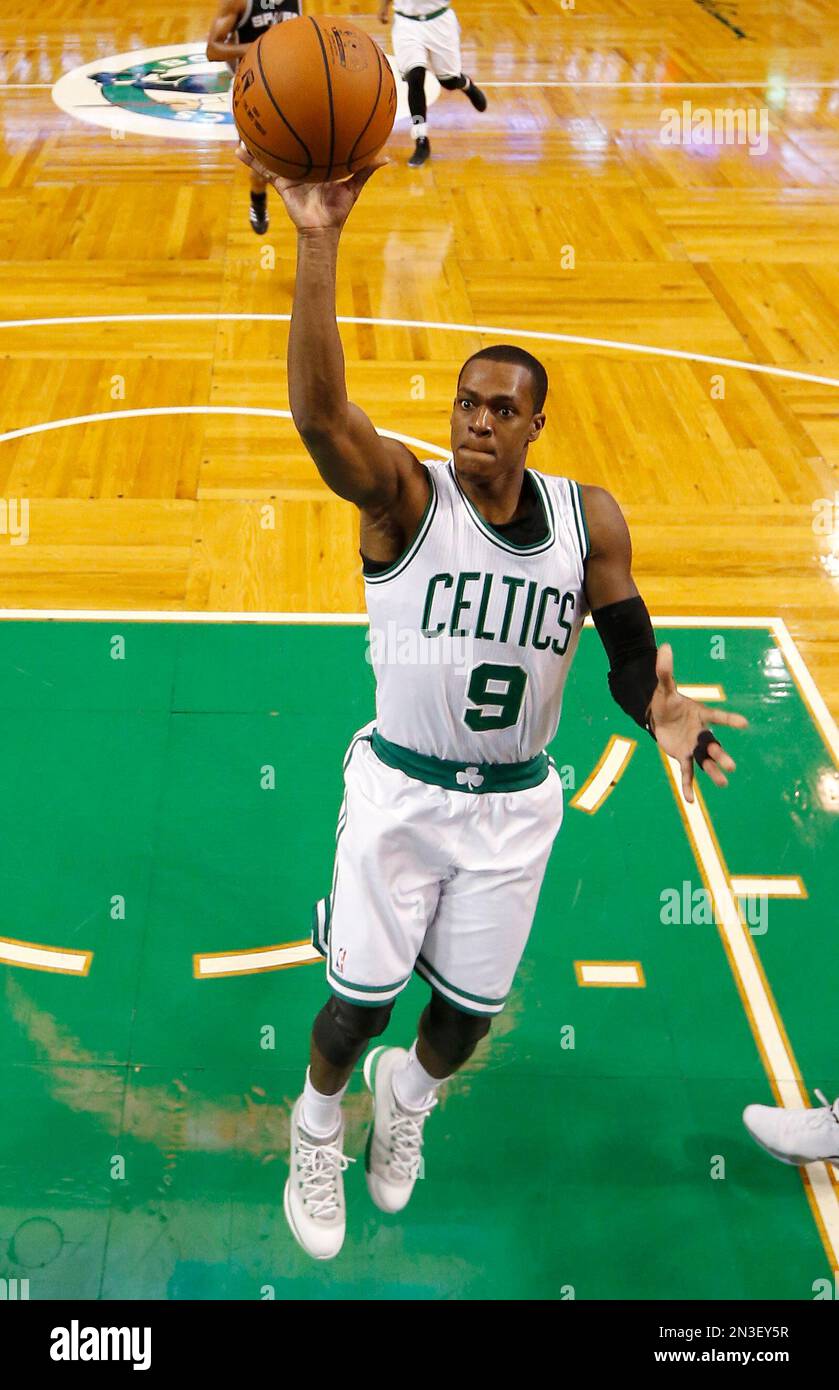 Boston Celtics' Rajon Rondo goes to the basket during the second half ...