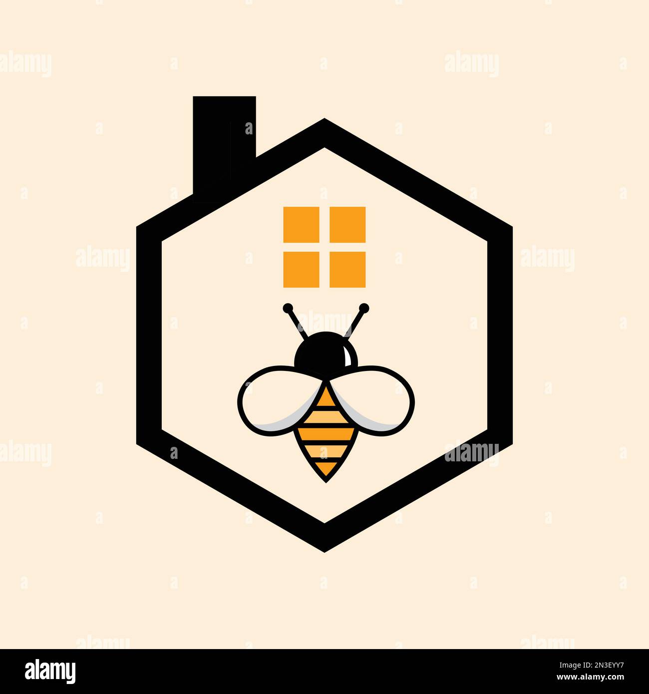 Bee and house logo design. Honey bee logo and emblem vector. Elegant