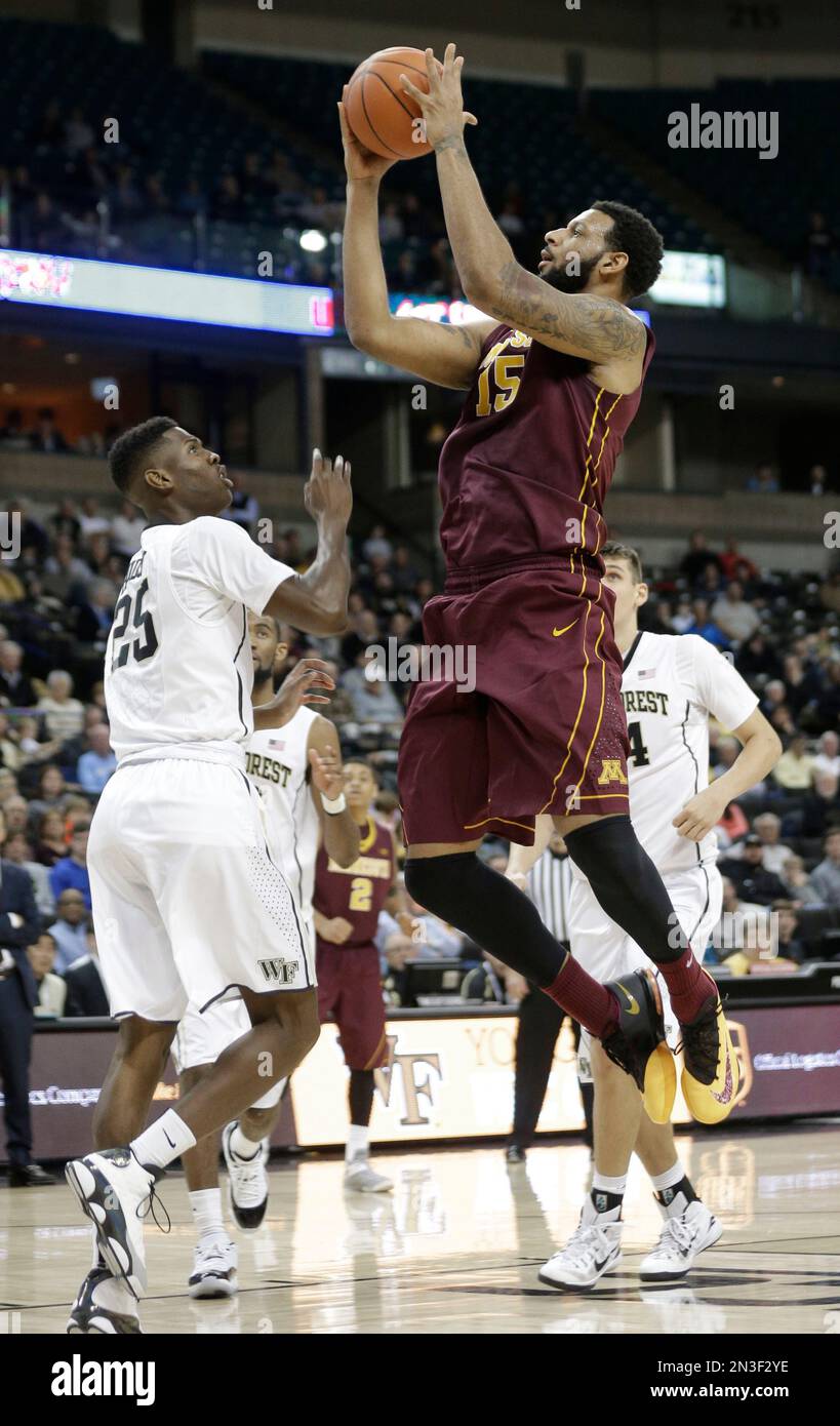 Minnesota's Maurice Walker (15) shoots over Wake Forest's Cornelius