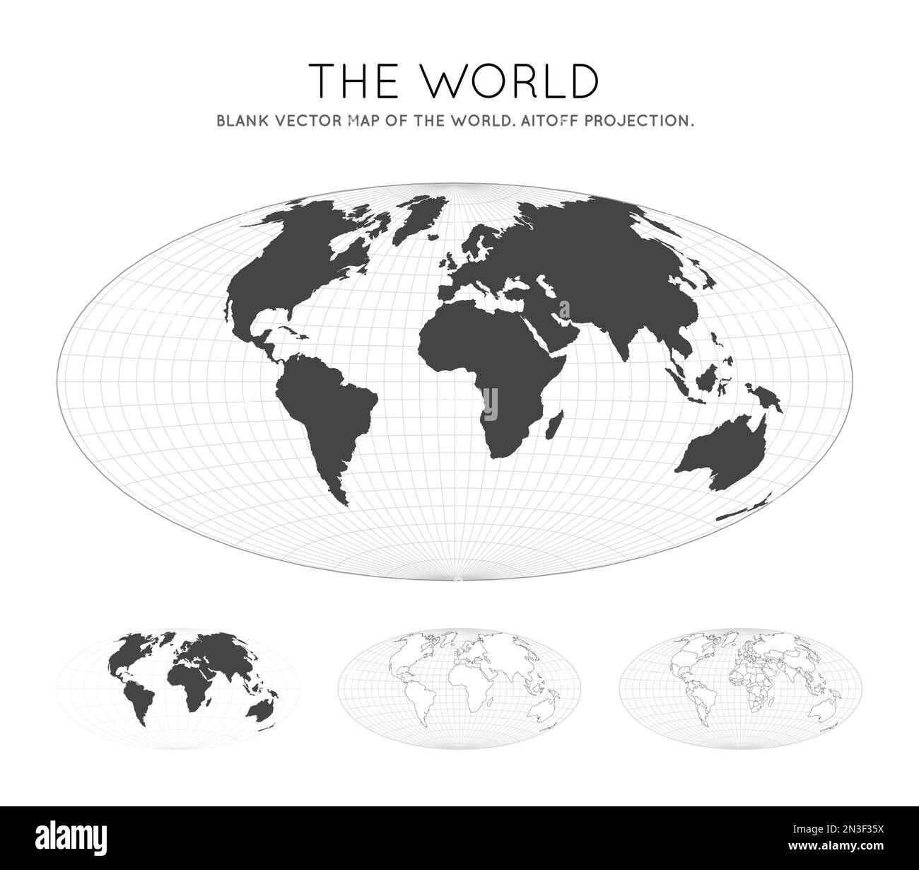 Map of The World. Aitoff projection. Globe with latitude and longitude