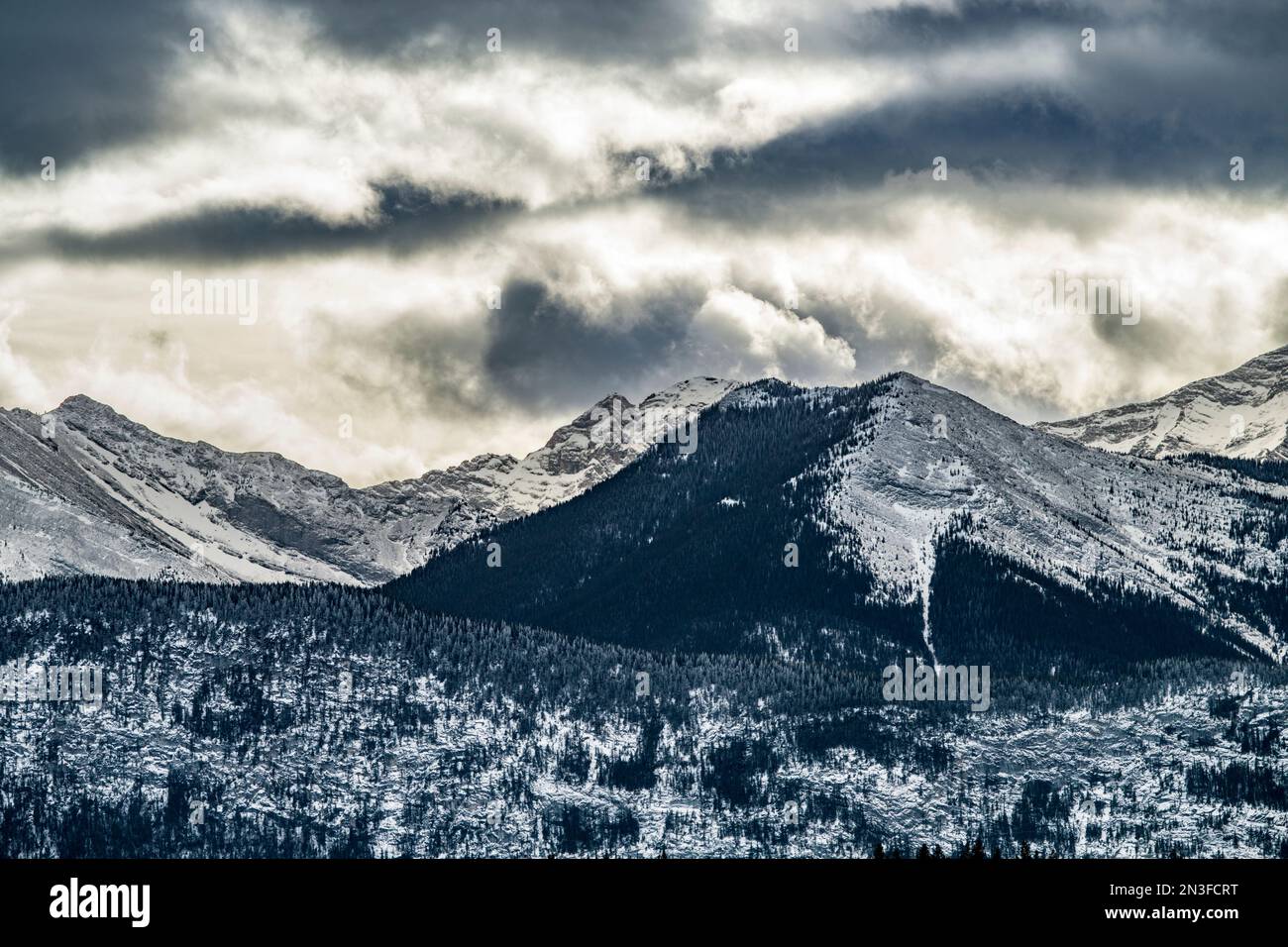 Outside Rocy View of Rocky Mountains outside of Banff National Park; Alberta, Canada ...