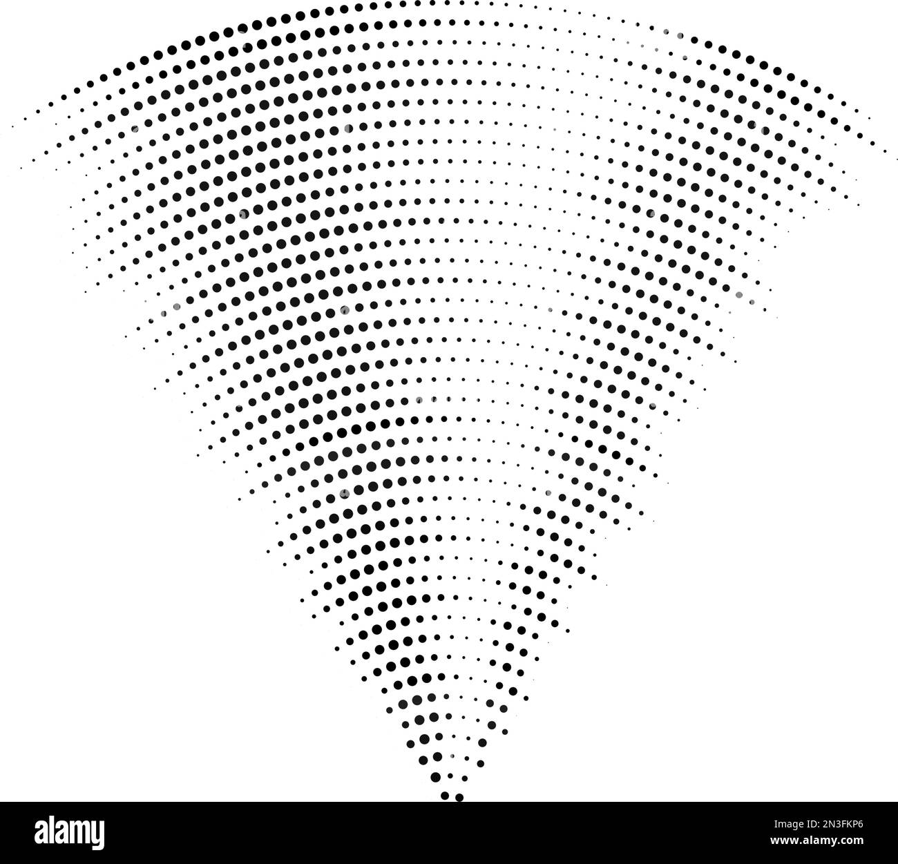 Doted sound wave signal. Radio or music audio concept. Epicentre or radar icon. Textured radial signal or vibration elements. Impulse curve lines Stock Vector