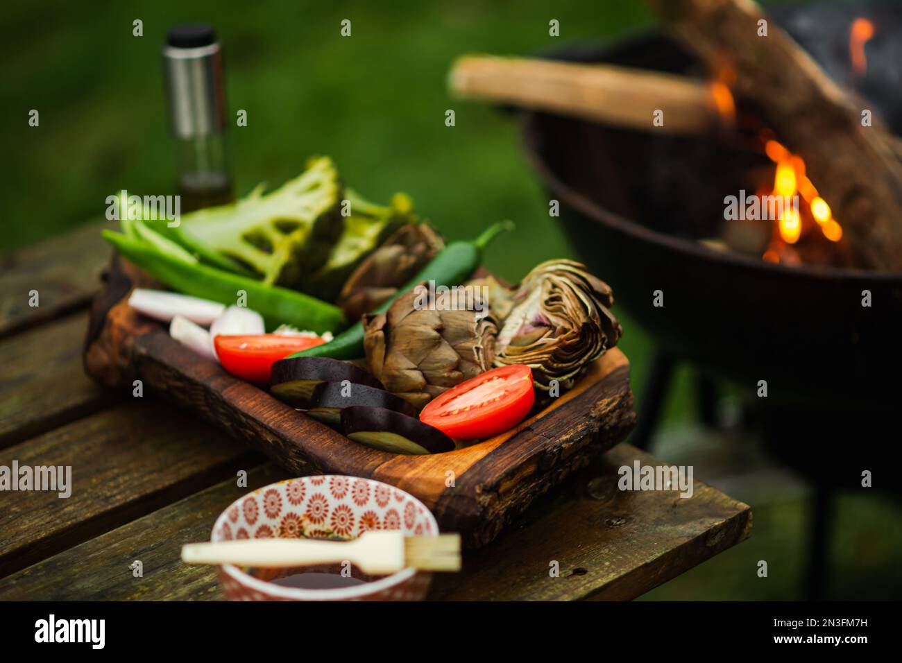 Vegetables on griddle hi-res stock photography and images - Alamy