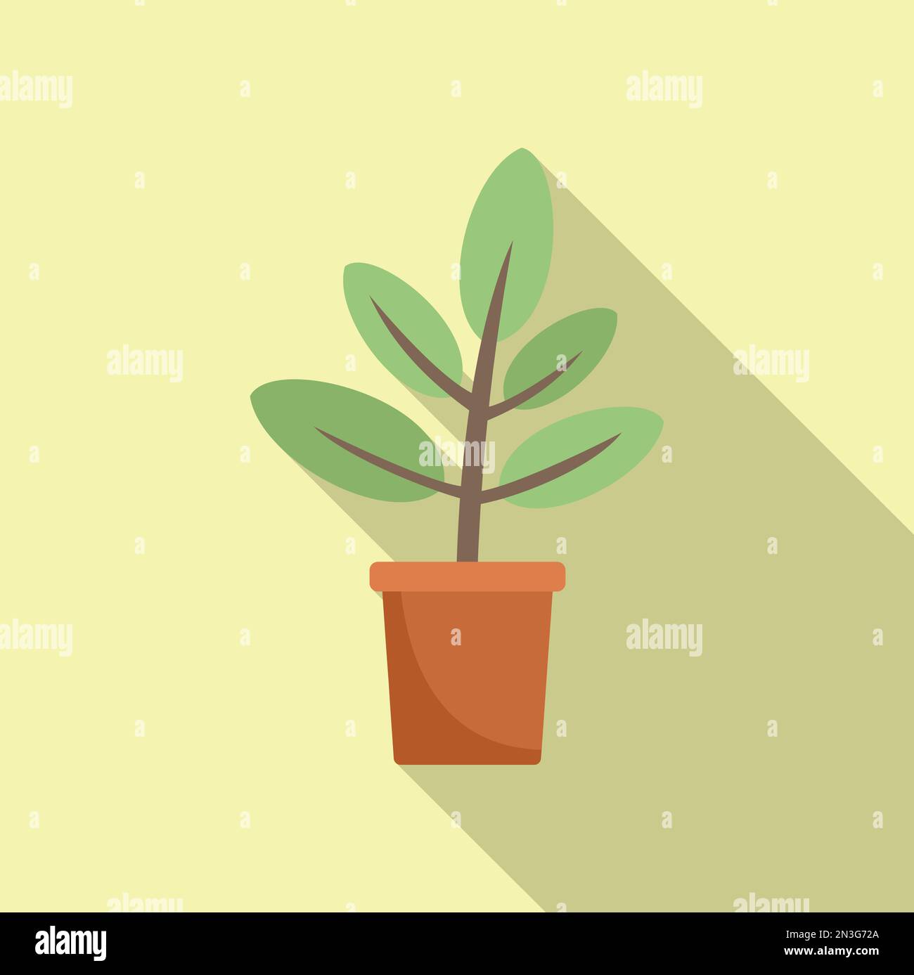 Jungle plant pot icon flat vector. Home indoor. Garden leaf Stock ...