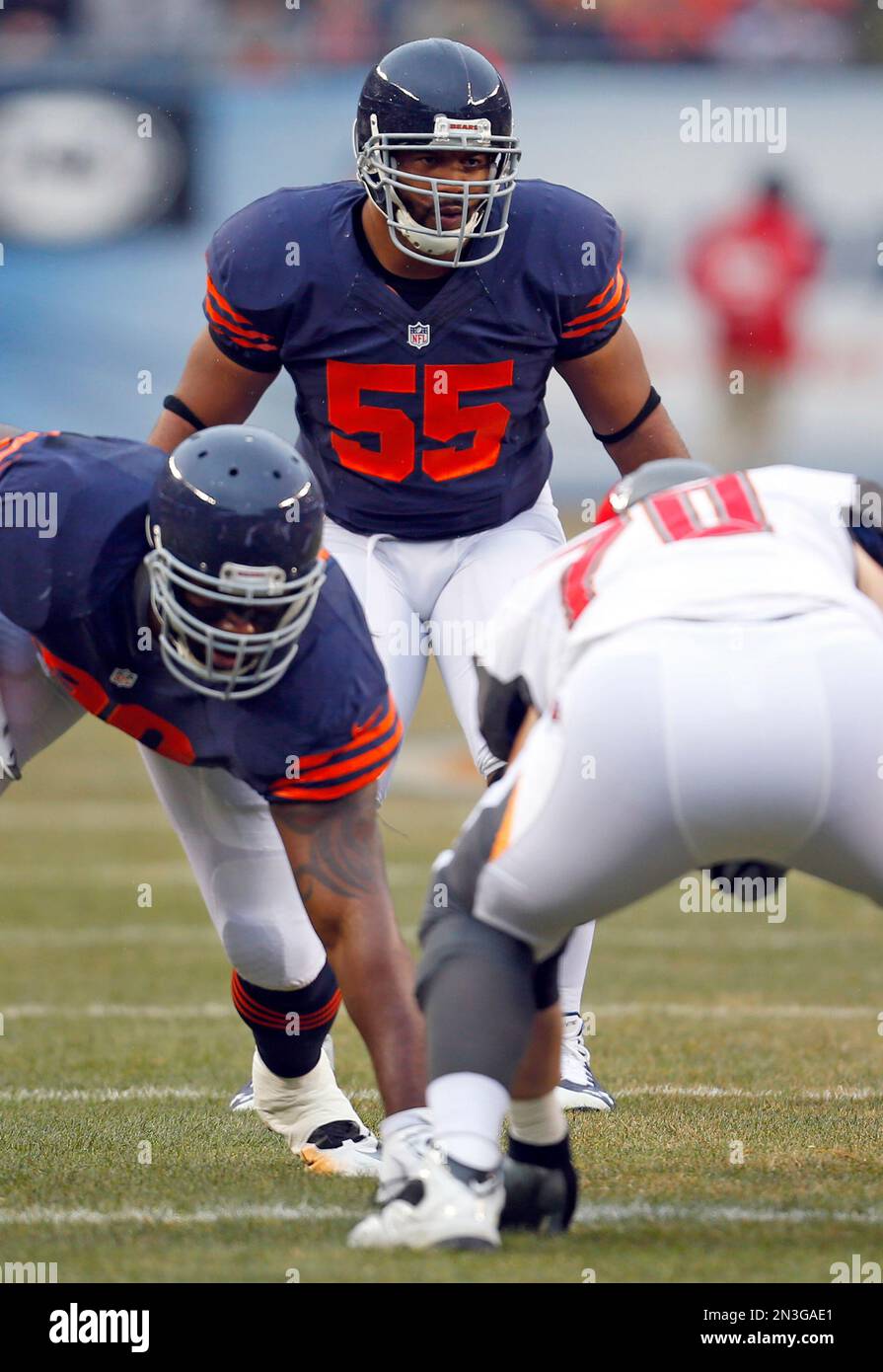 LB Lance Briggs, #55 Chicago Bears, runs with the ball during the NFL  International game between the Tampa Bay Buccaneers and the Chicago Bears  on Oct - SuperStock