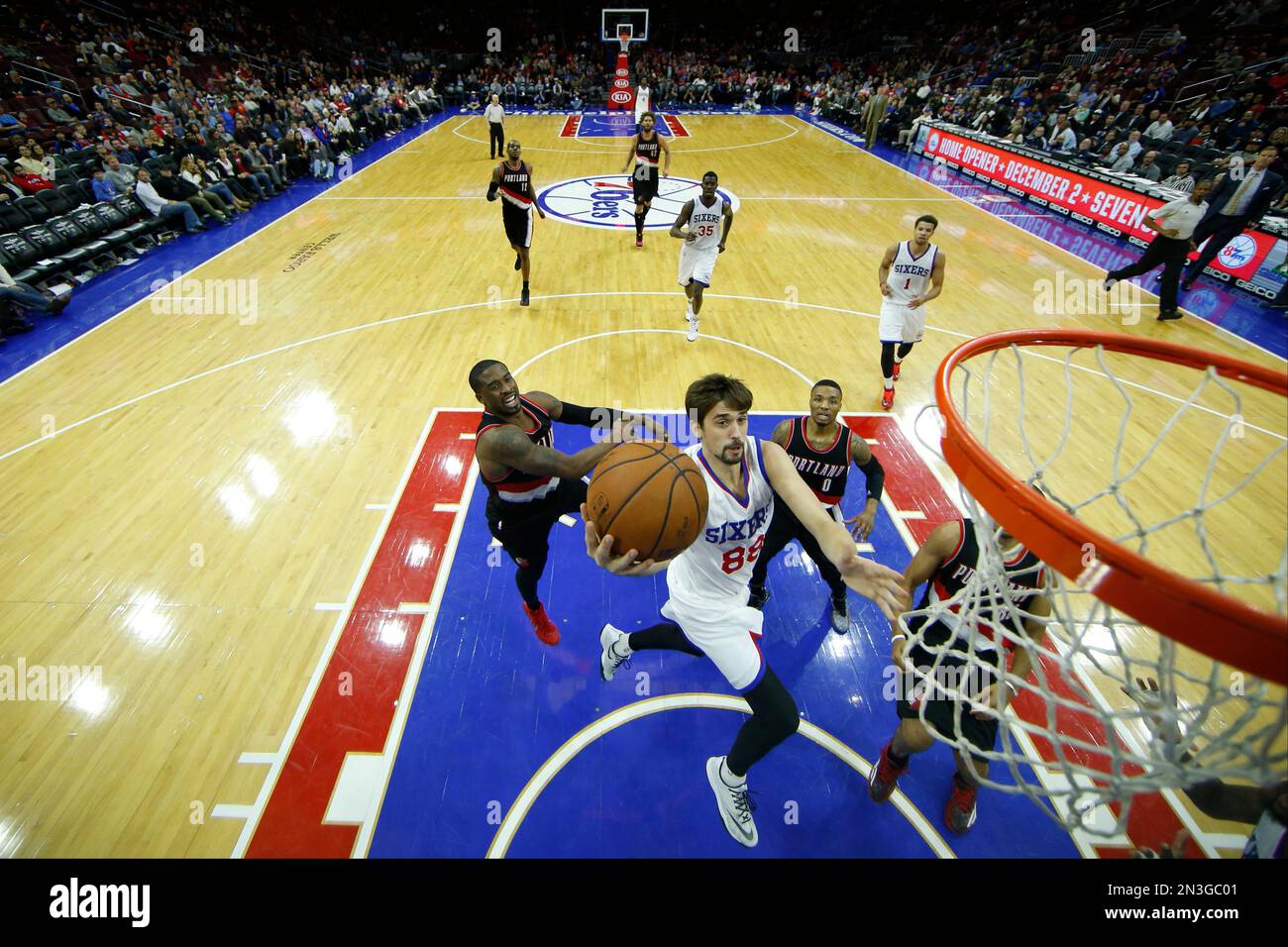 Philadelphia 76ers' Alexey Shved in action during an NBA basketball game  against the Portland Trail Blazers, Monday, Nov. 24, 2014, in Philadelphia.  (AP Photo/Matt Slocum Stock Photo - Alamy