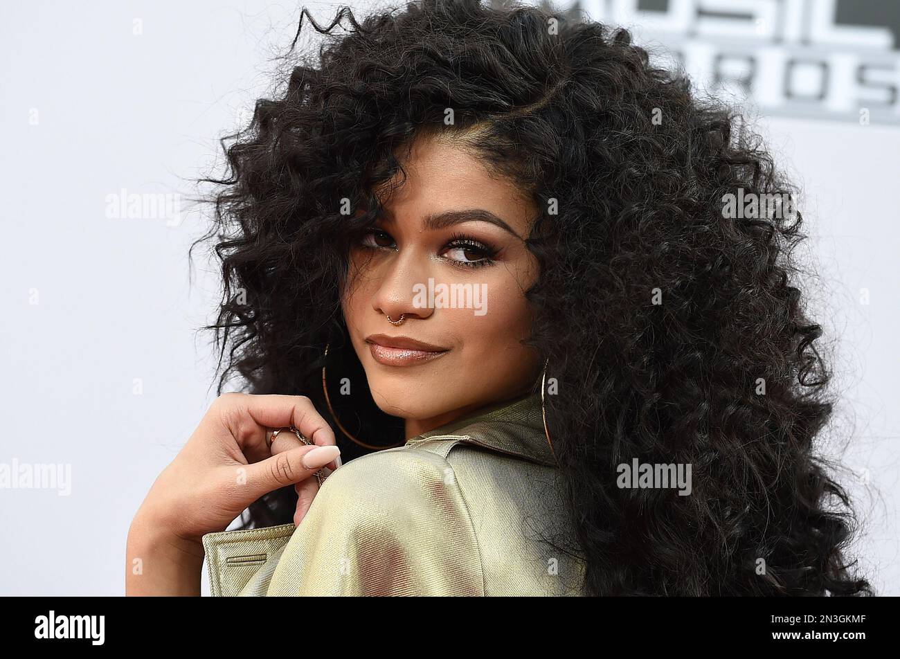 Zendaya arrives at the 42nd annual American Music Awards at Nokia