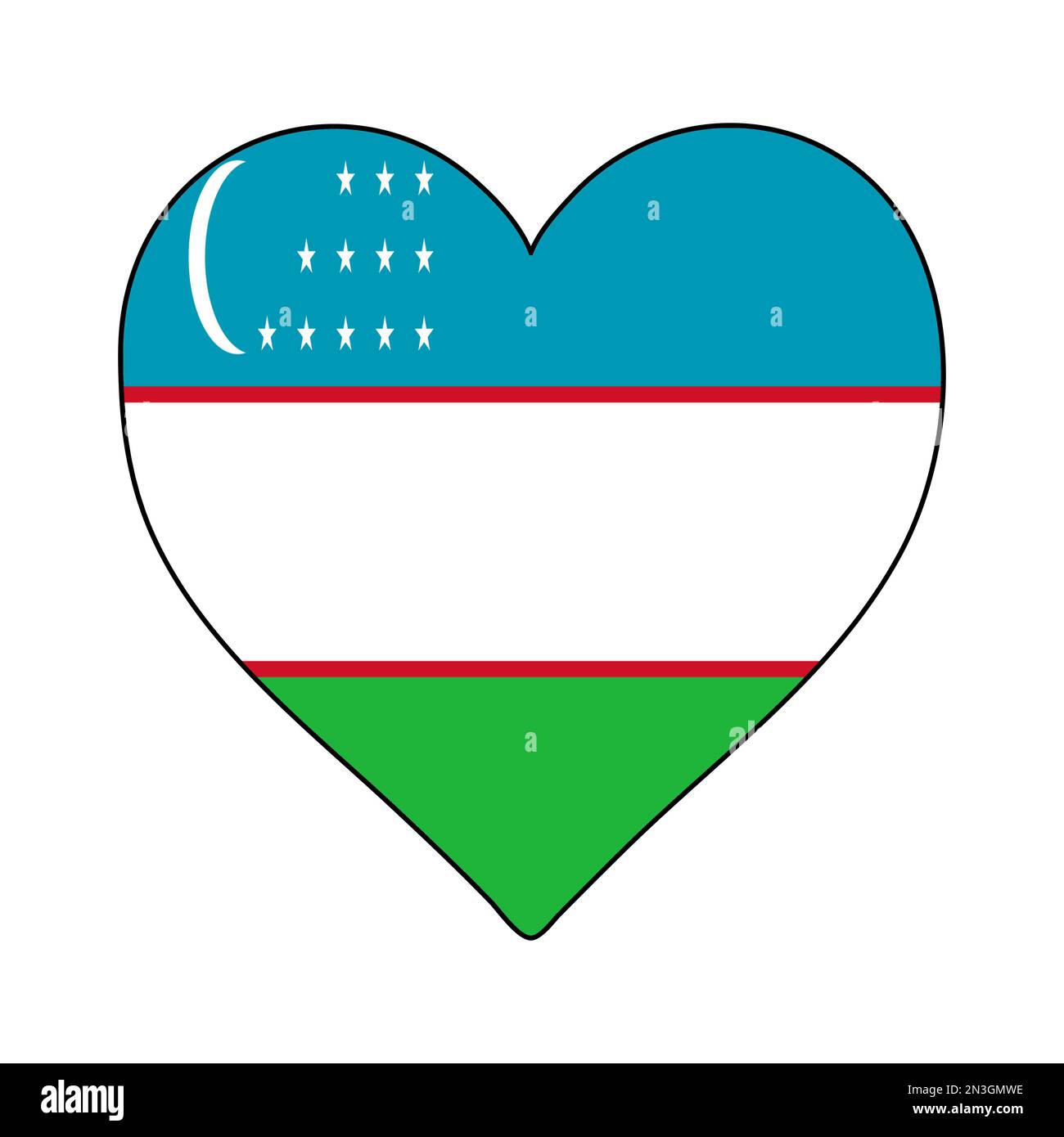 Uzbekistan Heart Shape Flag. Love Uzbekistan. Visit Uzbekistan. Central 