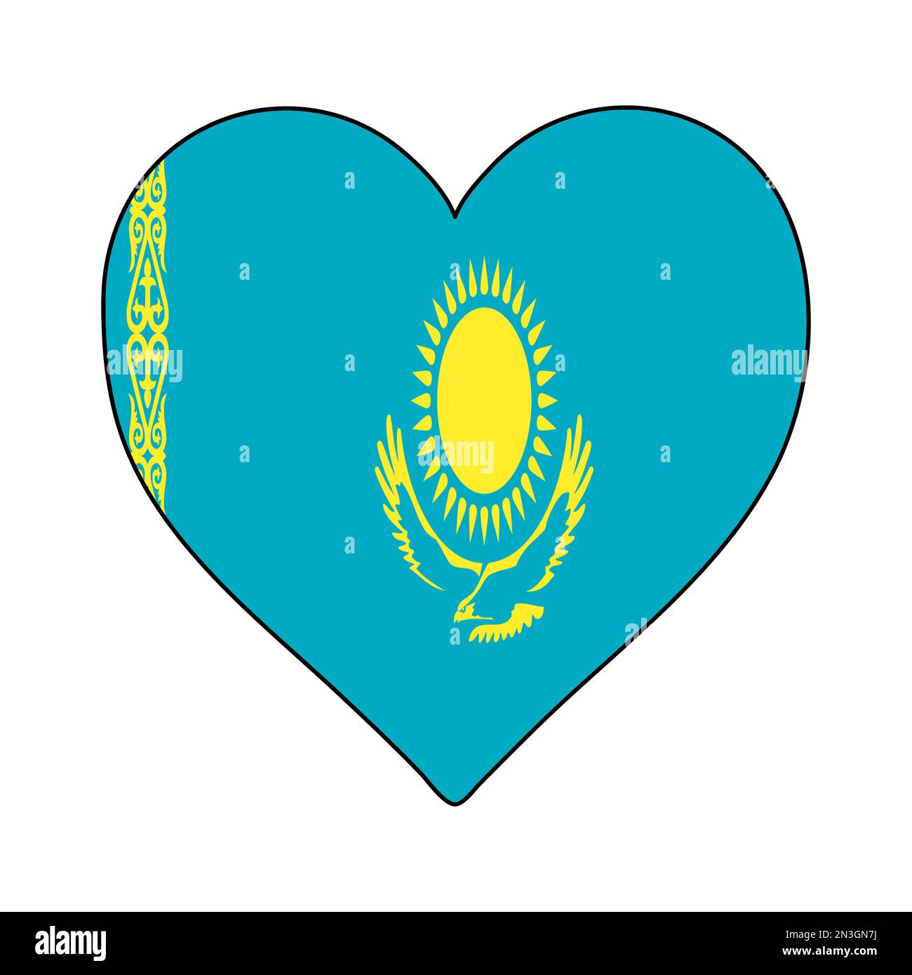 Kazakhstan Heart Shape Flag. Love Kazakhstan. Visit Kazakhstan. Central 