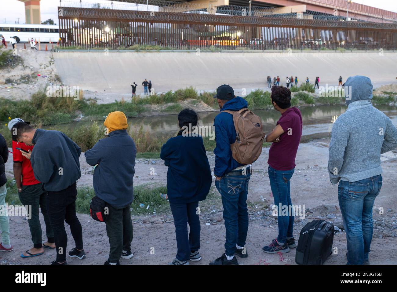 Juarez, Mexico, 10-27-2022: Migrants line up to be assigned a place in ...