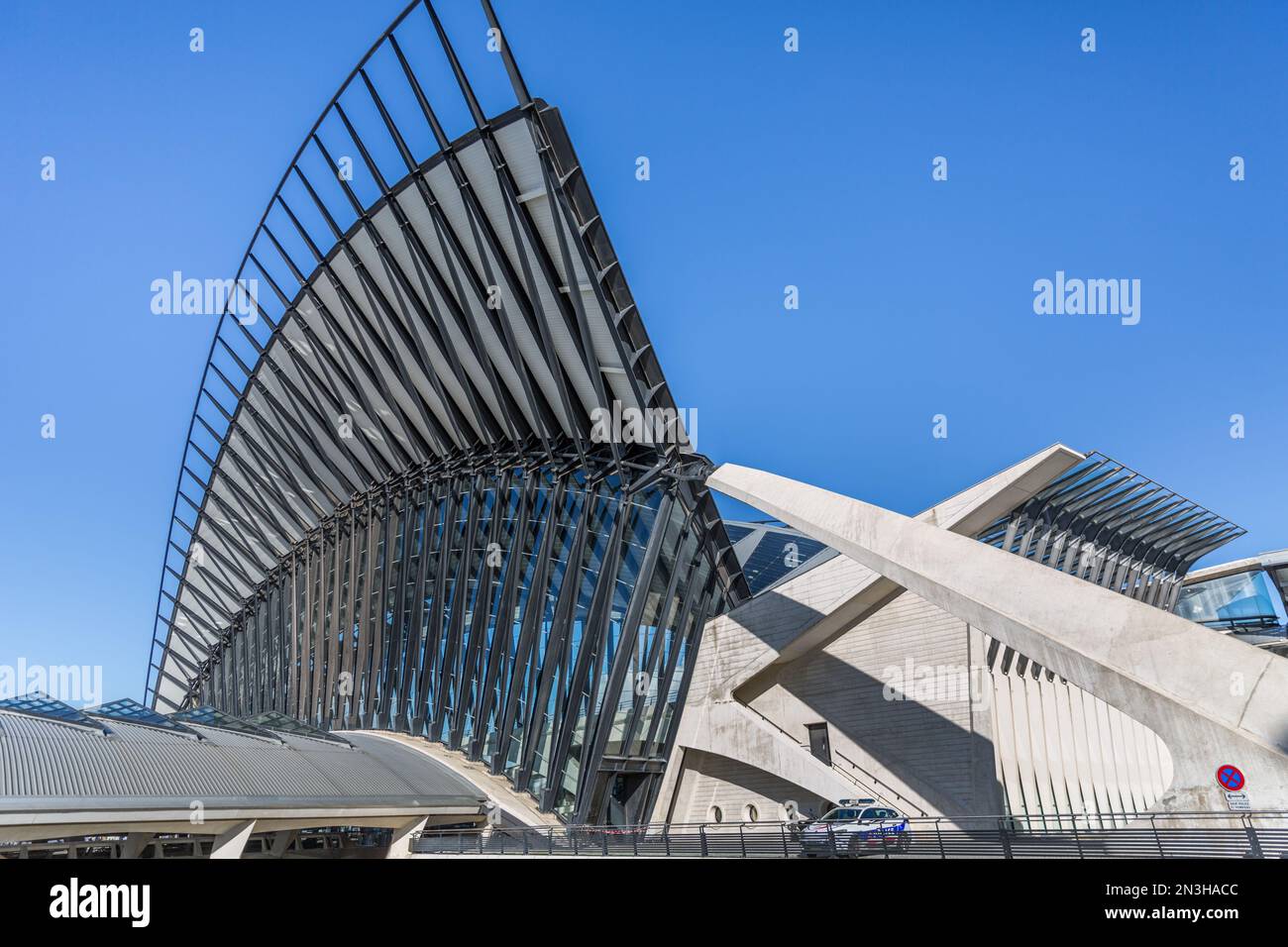 TGV station Gare de Lyon Saint-Exupéry airport, designed by architect Santiago Calatrava Stock Photo