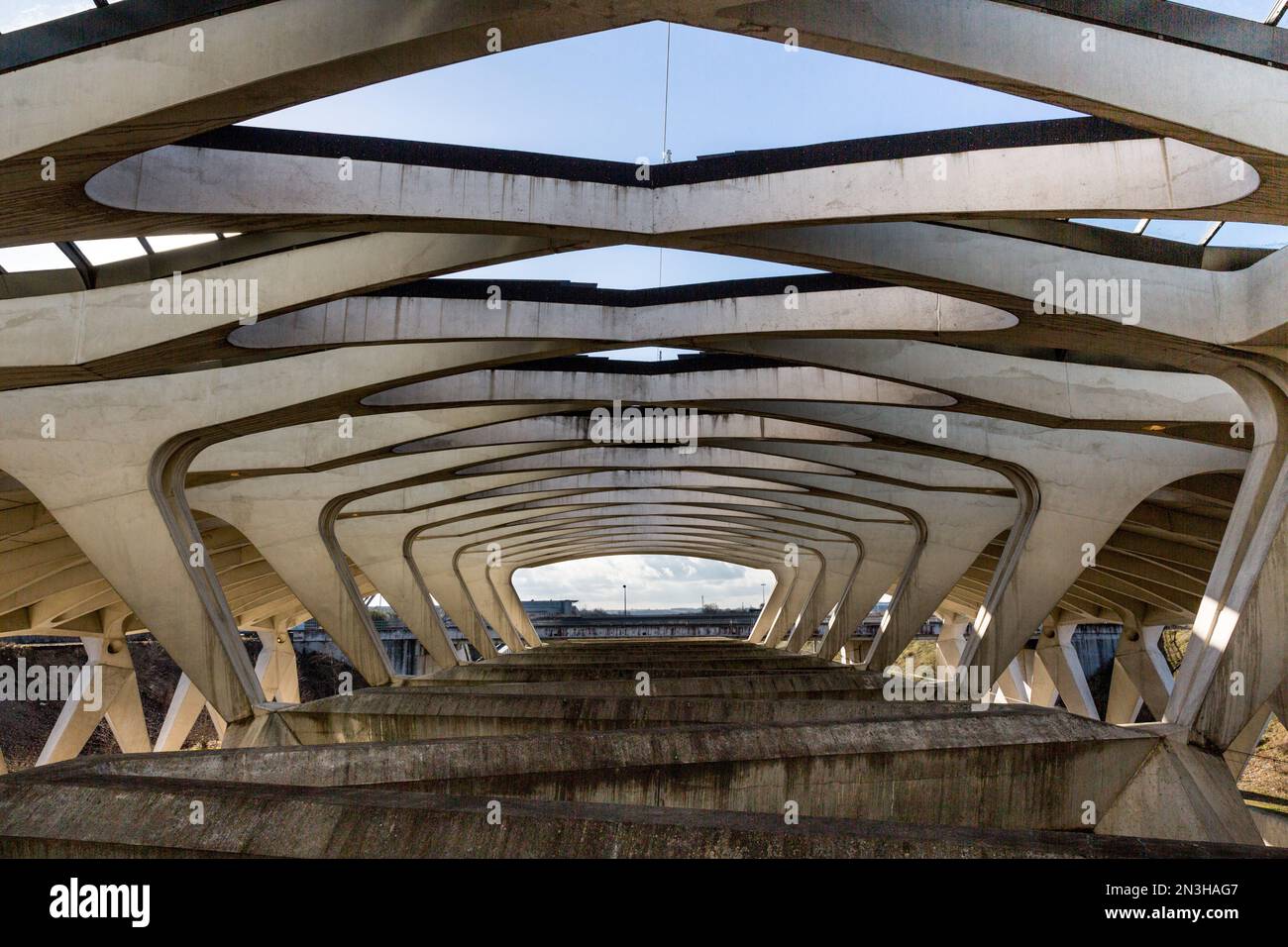 TGV station Gare de Lyon SaintExupéry airport, designed by architect Santiago Calatrava Stock