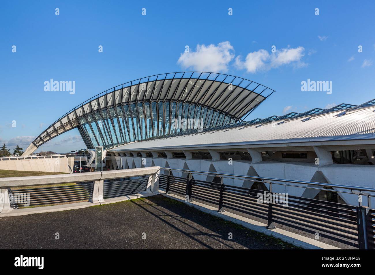 TGV station Gare de Lyon SaintExupéry airport, designed by architect Santiago Calatrava Stock