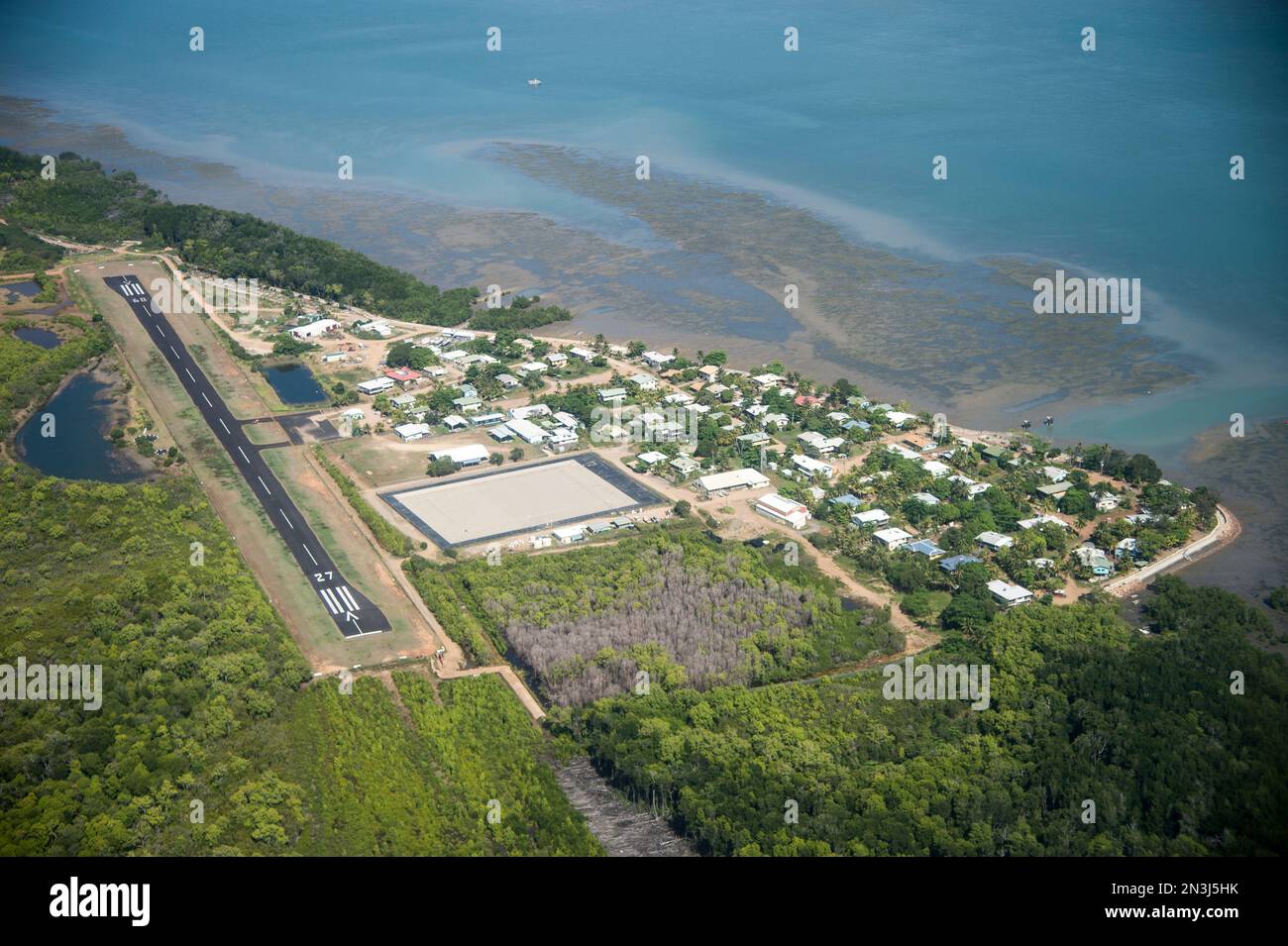 Aerial view of Boigu Island community in the Torres Strait, Wednesday
