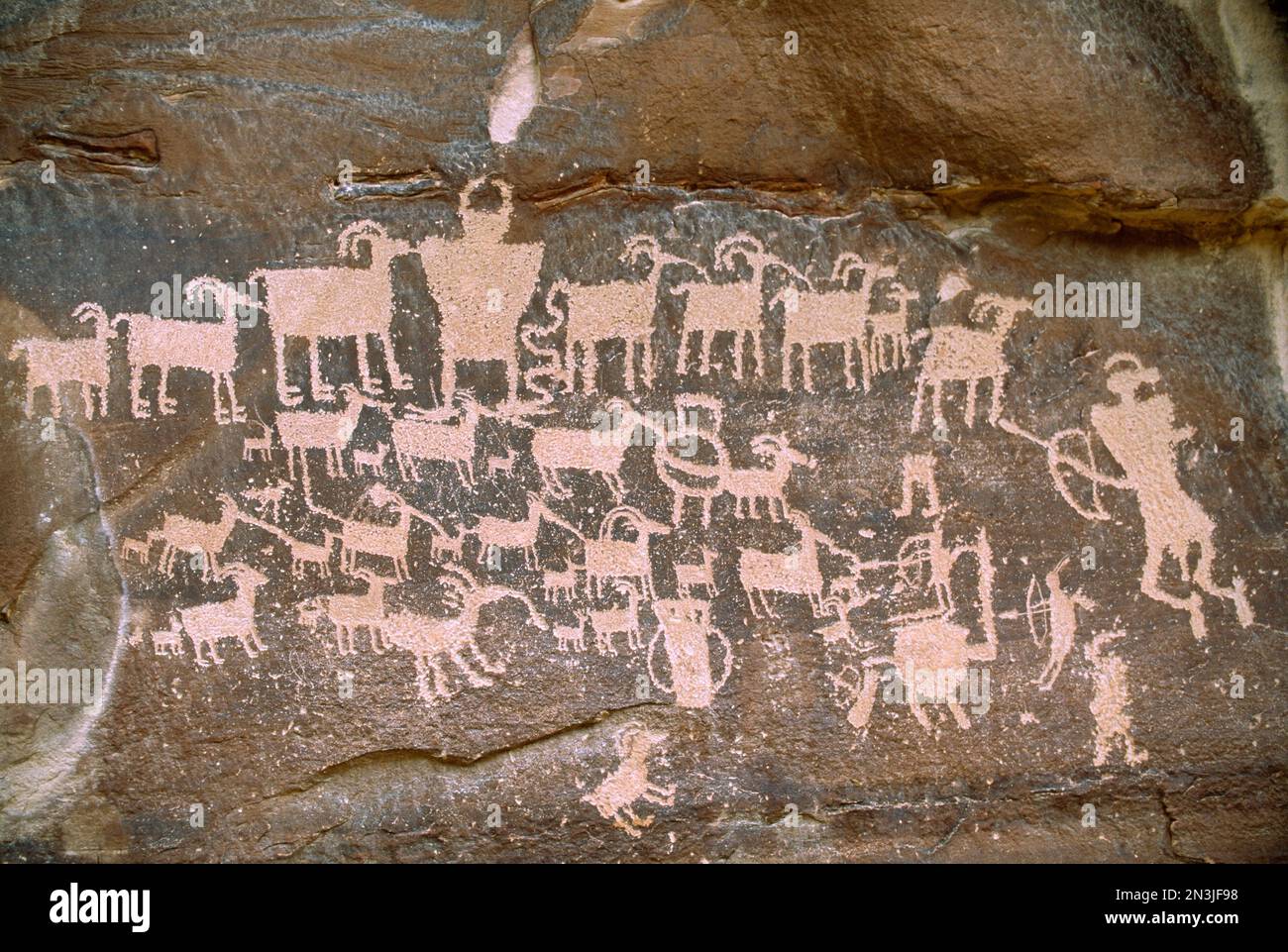 Close view of a petroglyph found in Nine Mile Canyon, Utah, USA; Price, Utah, United States of America Stock Photo