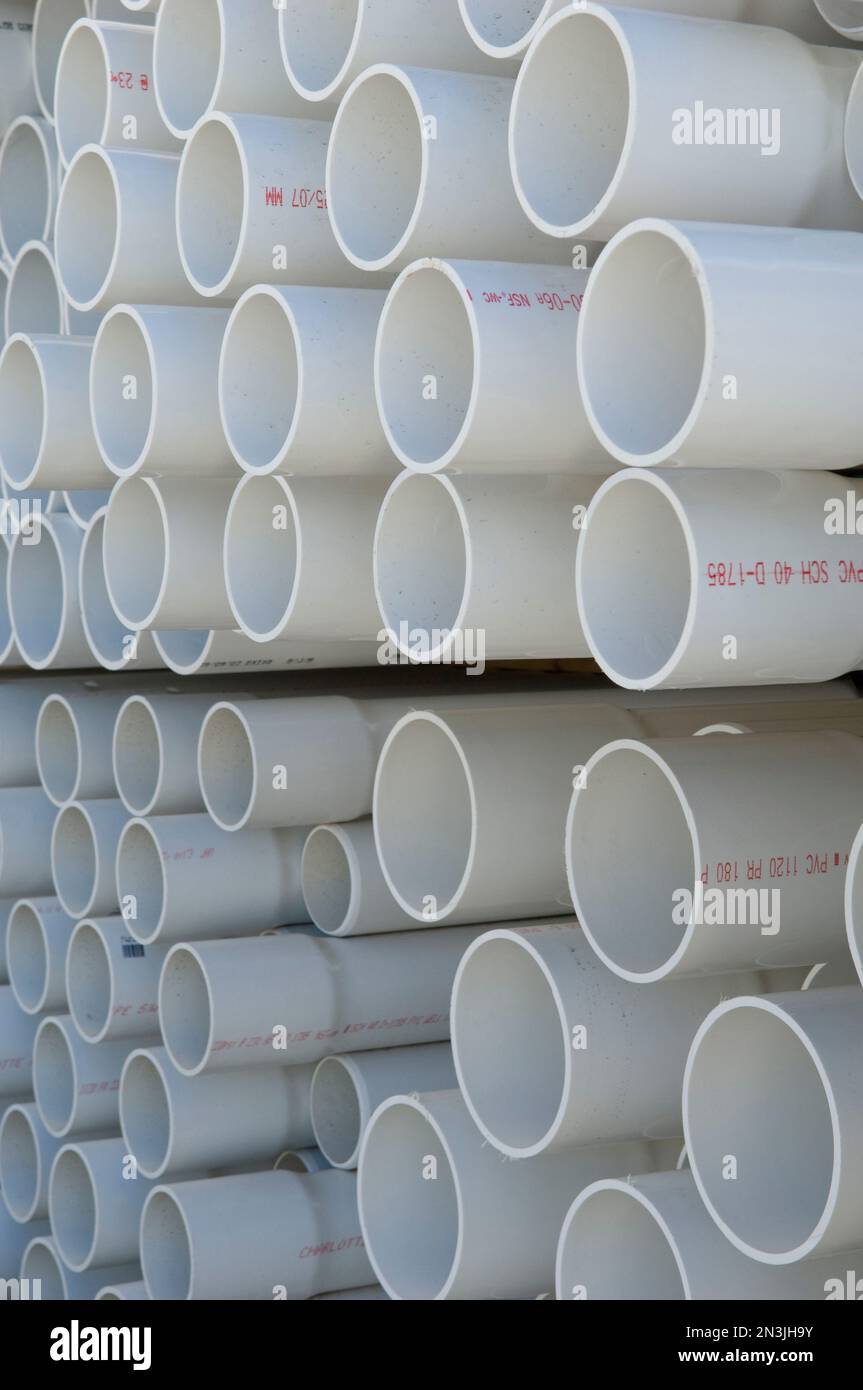 Racks full of PVC pipe; Lincoln, Nebraska, United States of America Stock Photo Alamy