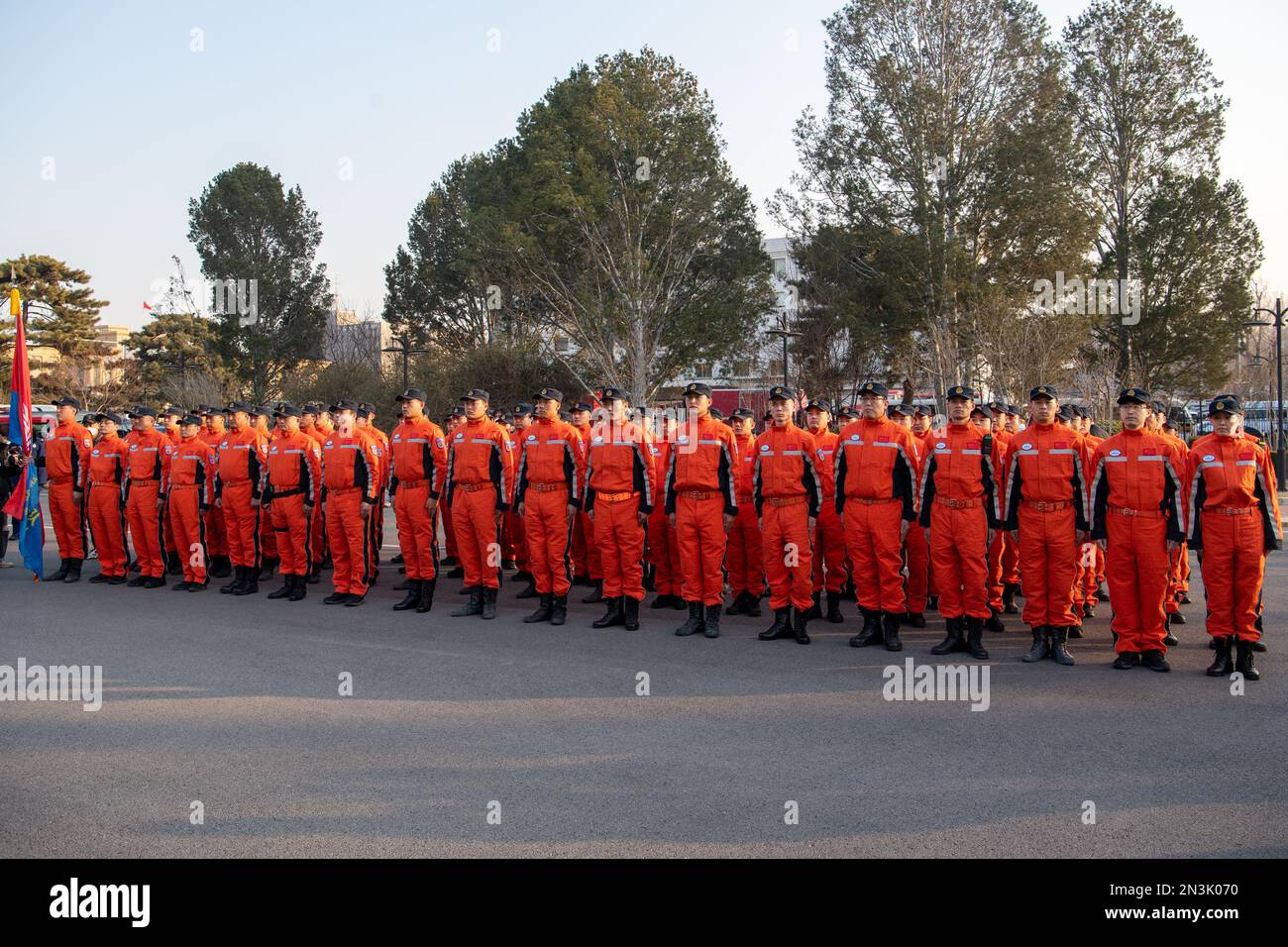 Members of a Chinese rescue team are seen before departing for Türkiye ...