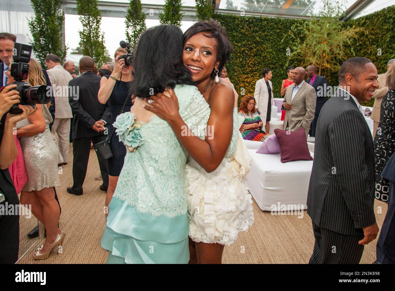 Mellody Hobson greets guests during the George Lucas and Mellody Hobson ...