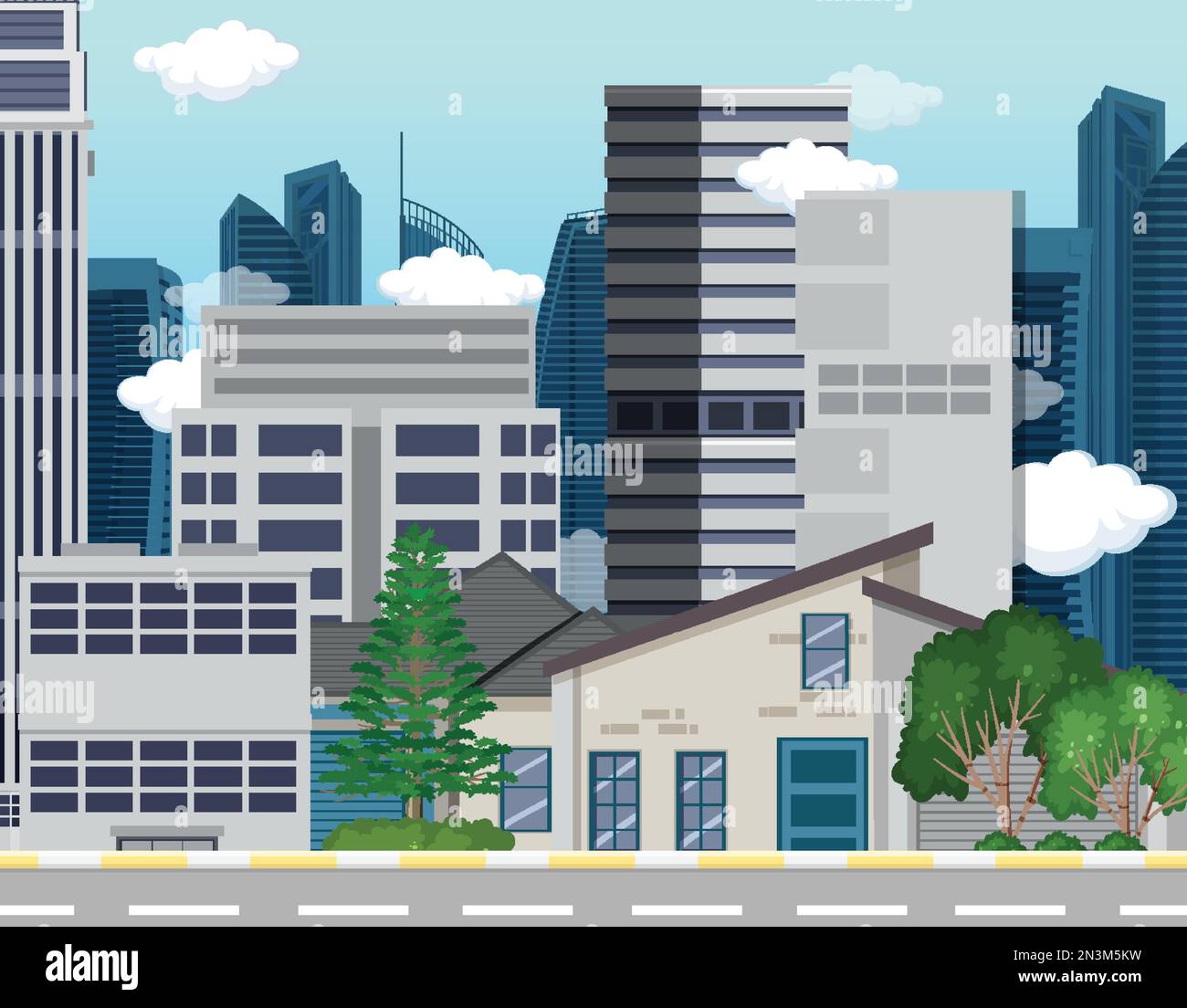 Urban landscape with high skyscrapers background illustration Stock ...