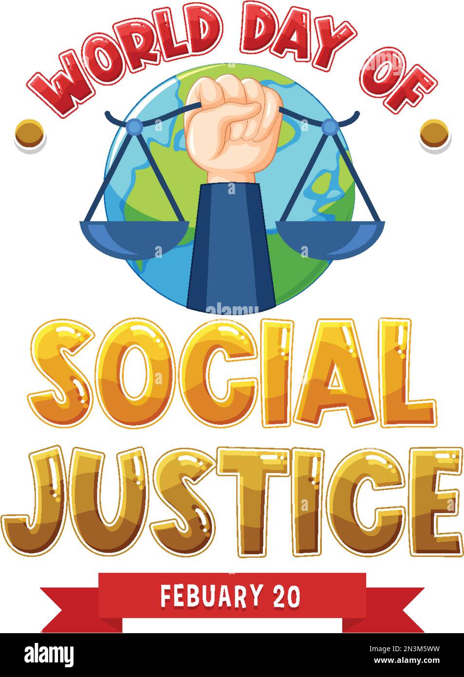 World day of social justice banner illustration Stock Vector