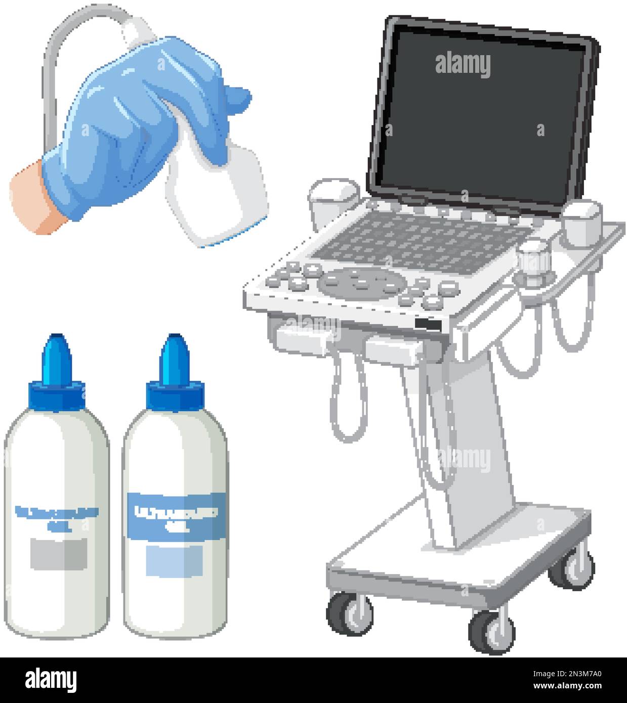 Set of medical instruments for pregnancy ultrasound illustration Stock